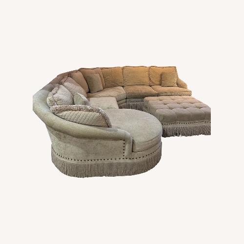 Used Custom Luxury Curved Nailhead W Ottoman Sectional for sale on AptDeco