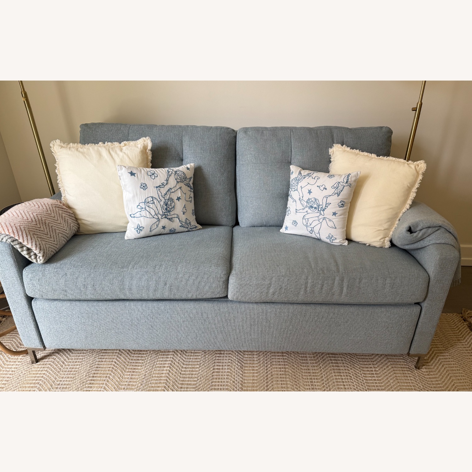 Crate & Barrel Bowen Queen Sleeper Sofa Light Blue - image-2