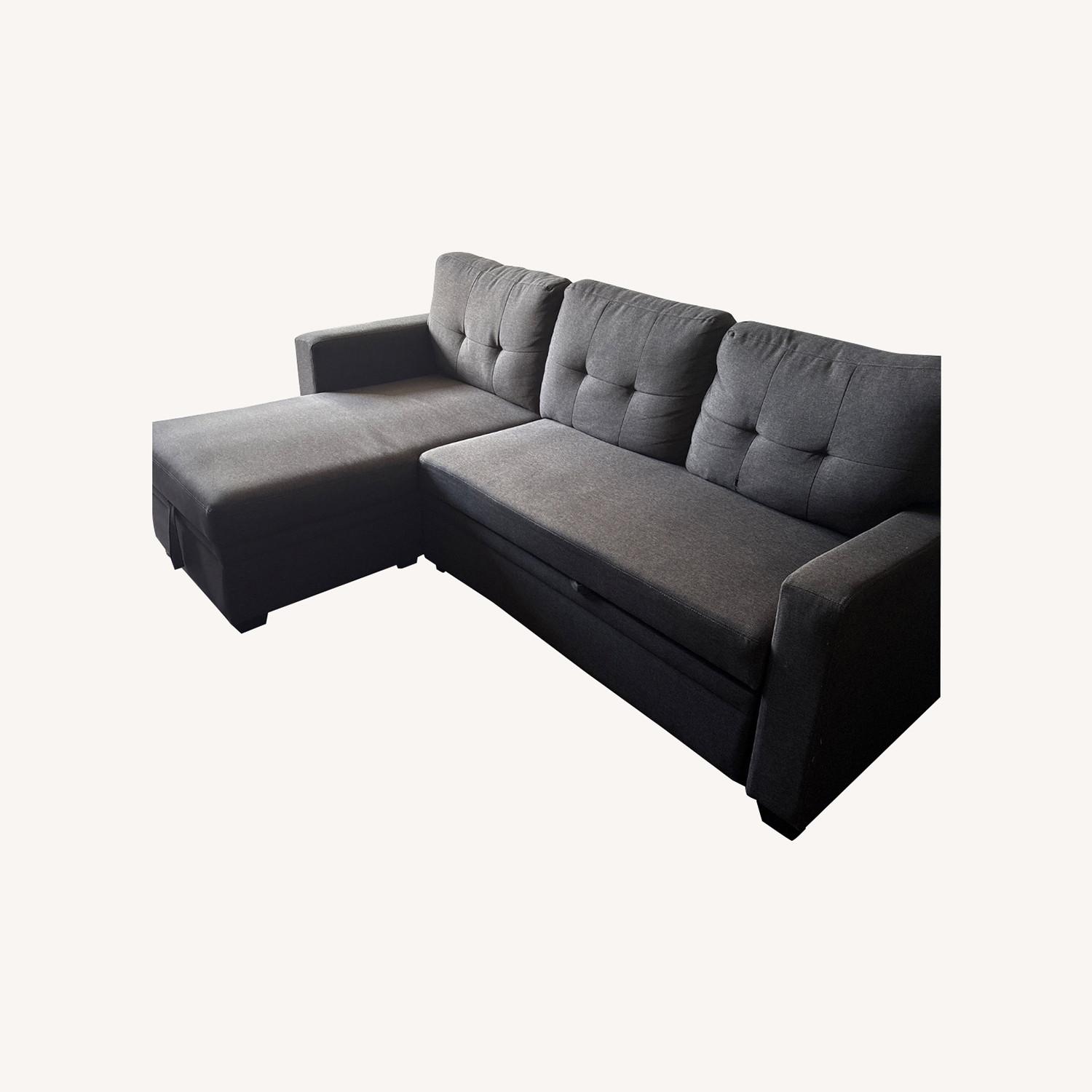 Dark Gray Pullout Sectional - image-0
