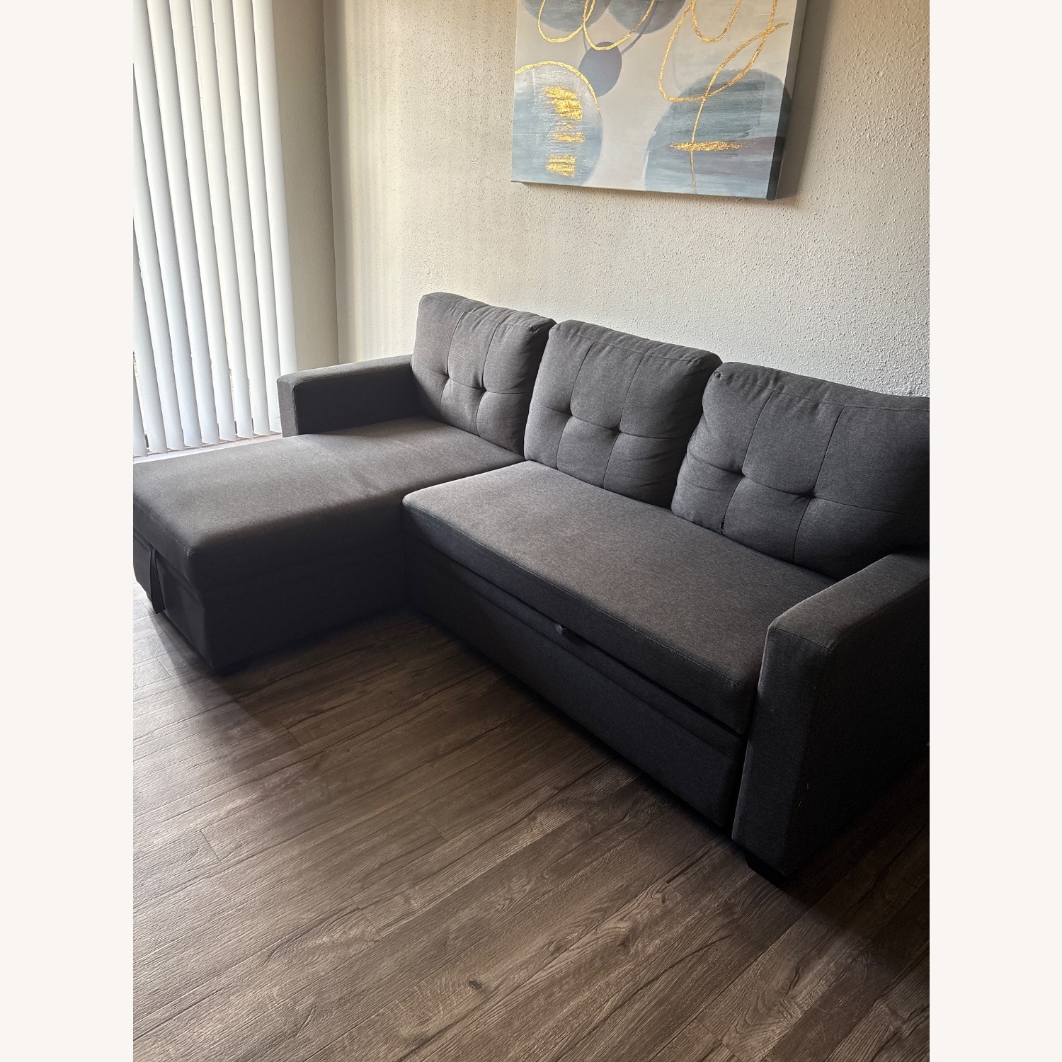 Dark Gray Pullout Sectional - image-1