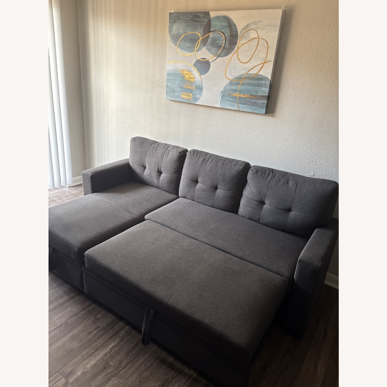 Dark Gray Pullout Sectional - image-5