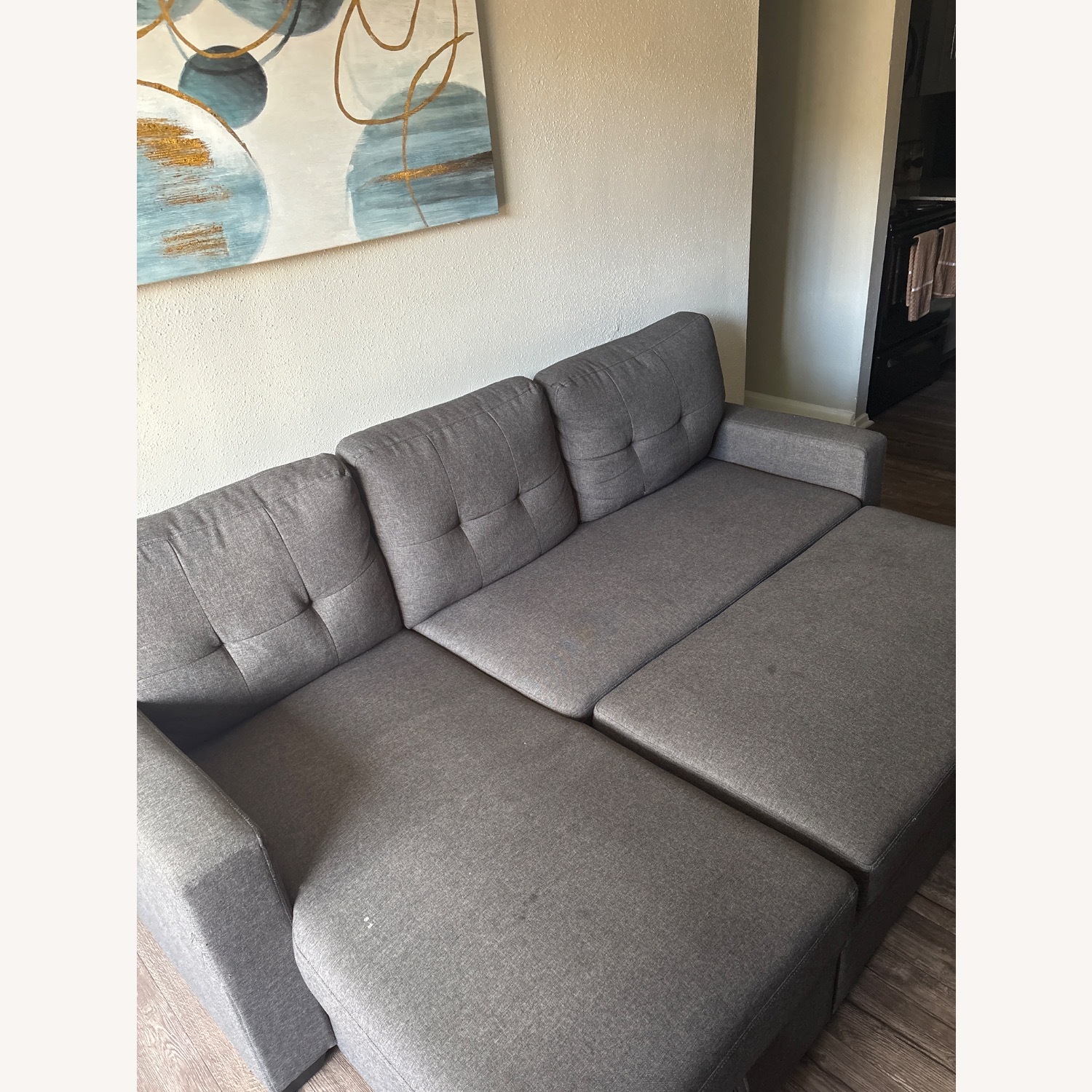Dark Gray Pullout Sectional - image-6