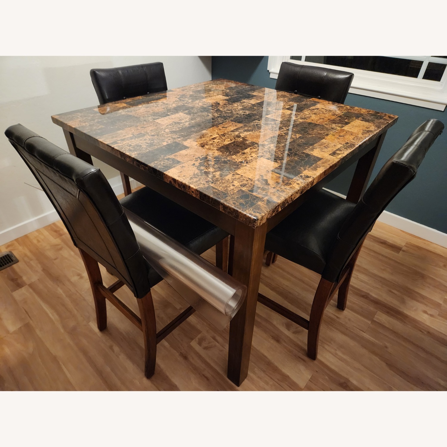 Counter Height Dining Set with Faux Marble Top - image-1