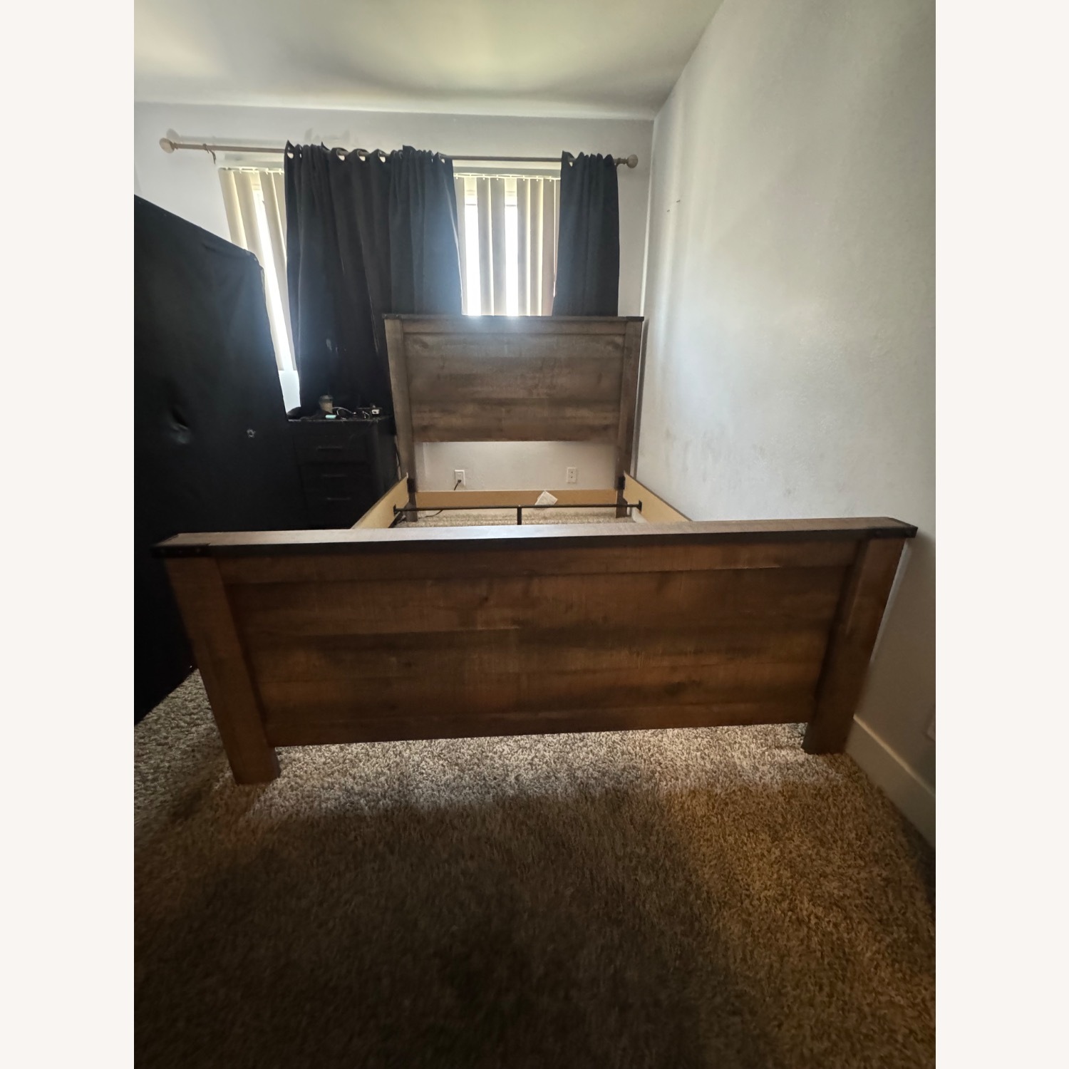 Brown Queen Panel Bed W 6 Drawer Dresser  - image-2