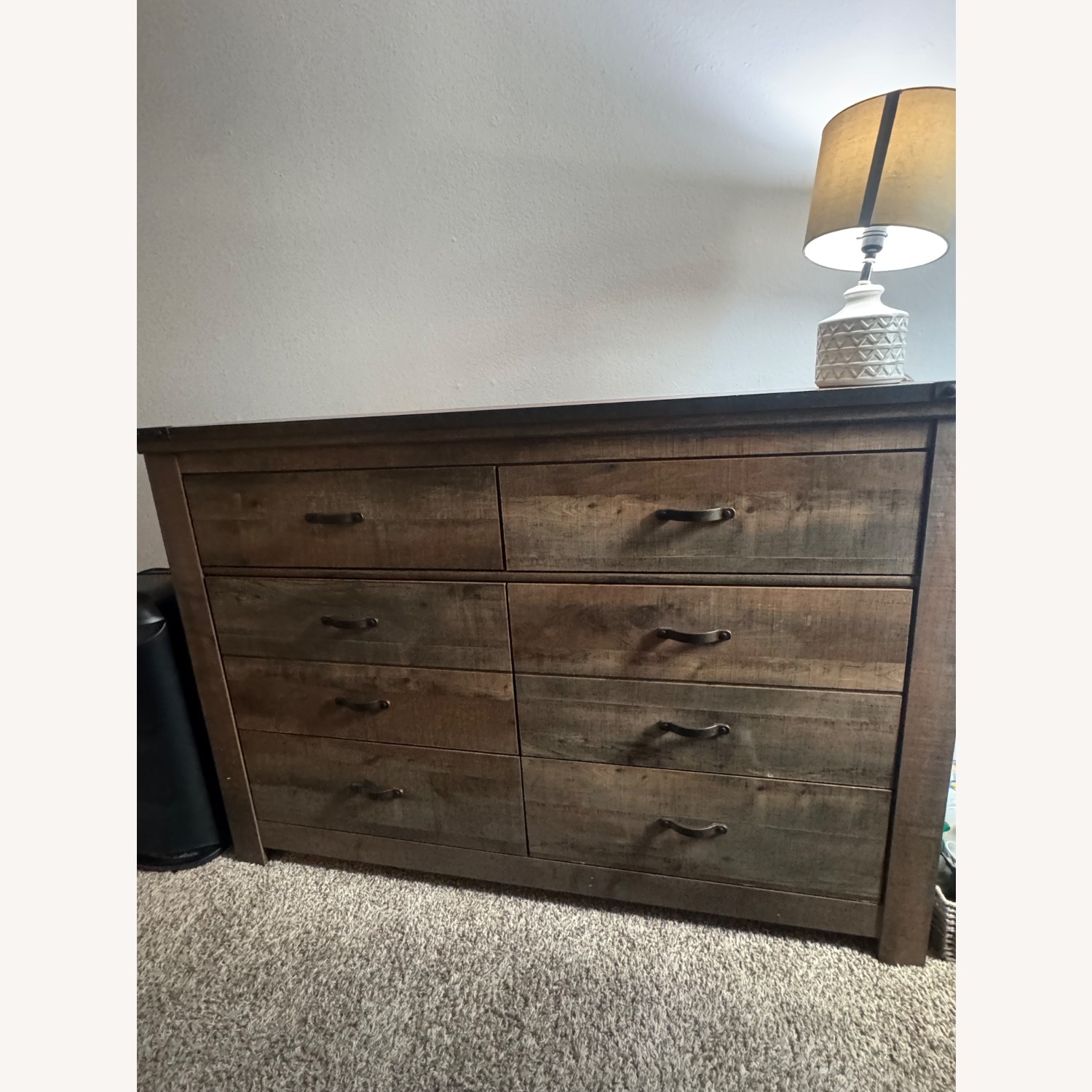 Brown Queen Panel Bed W 6 Drawer Dresser  - image-12