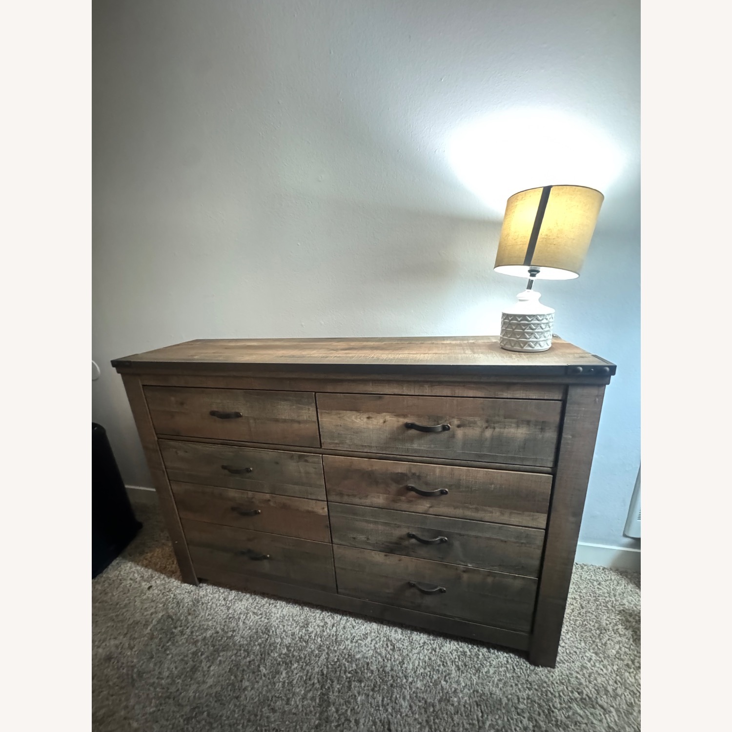 Brown Queen Panel Bed W 6 Drawer Dresser  - image-7