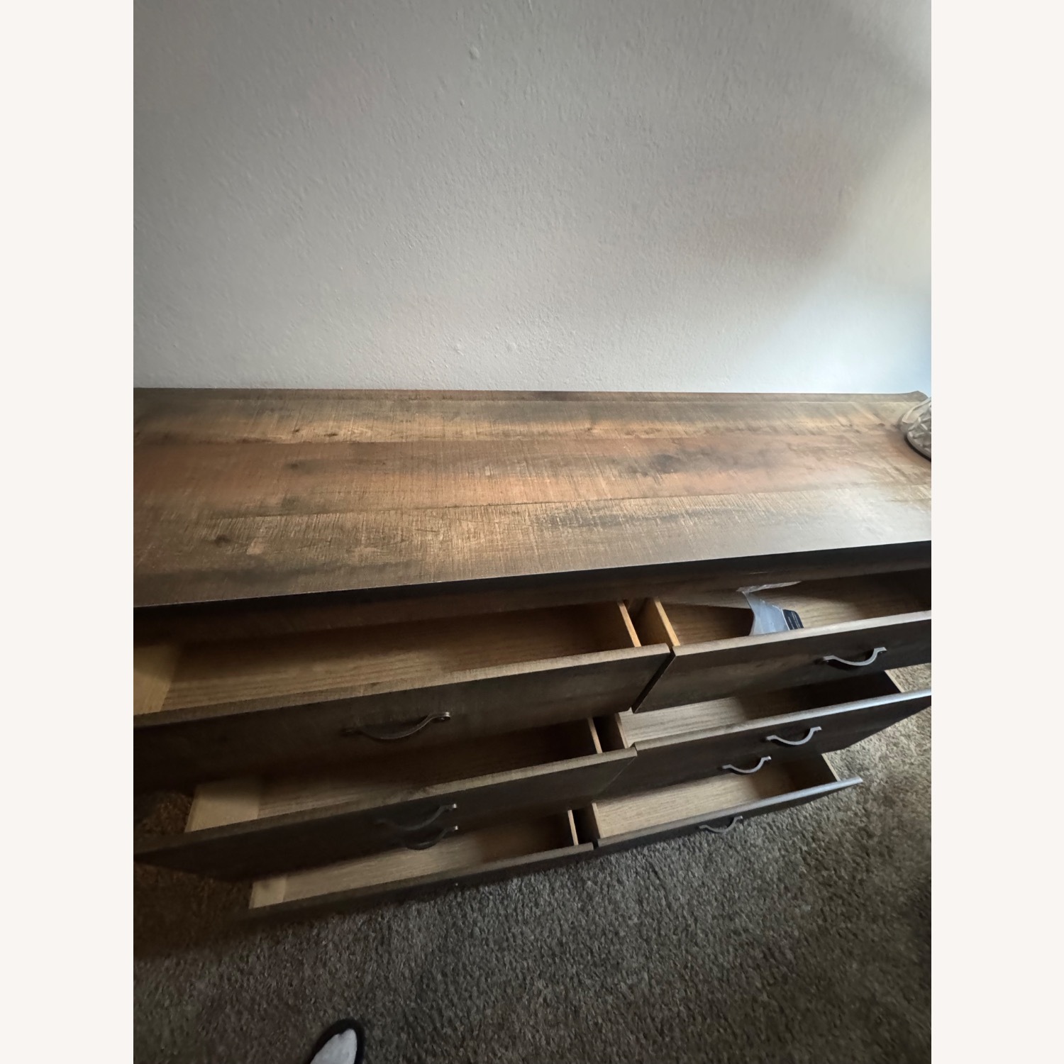 Brown Queen Panel Bed W 6 Drawer Dresser  - image-8