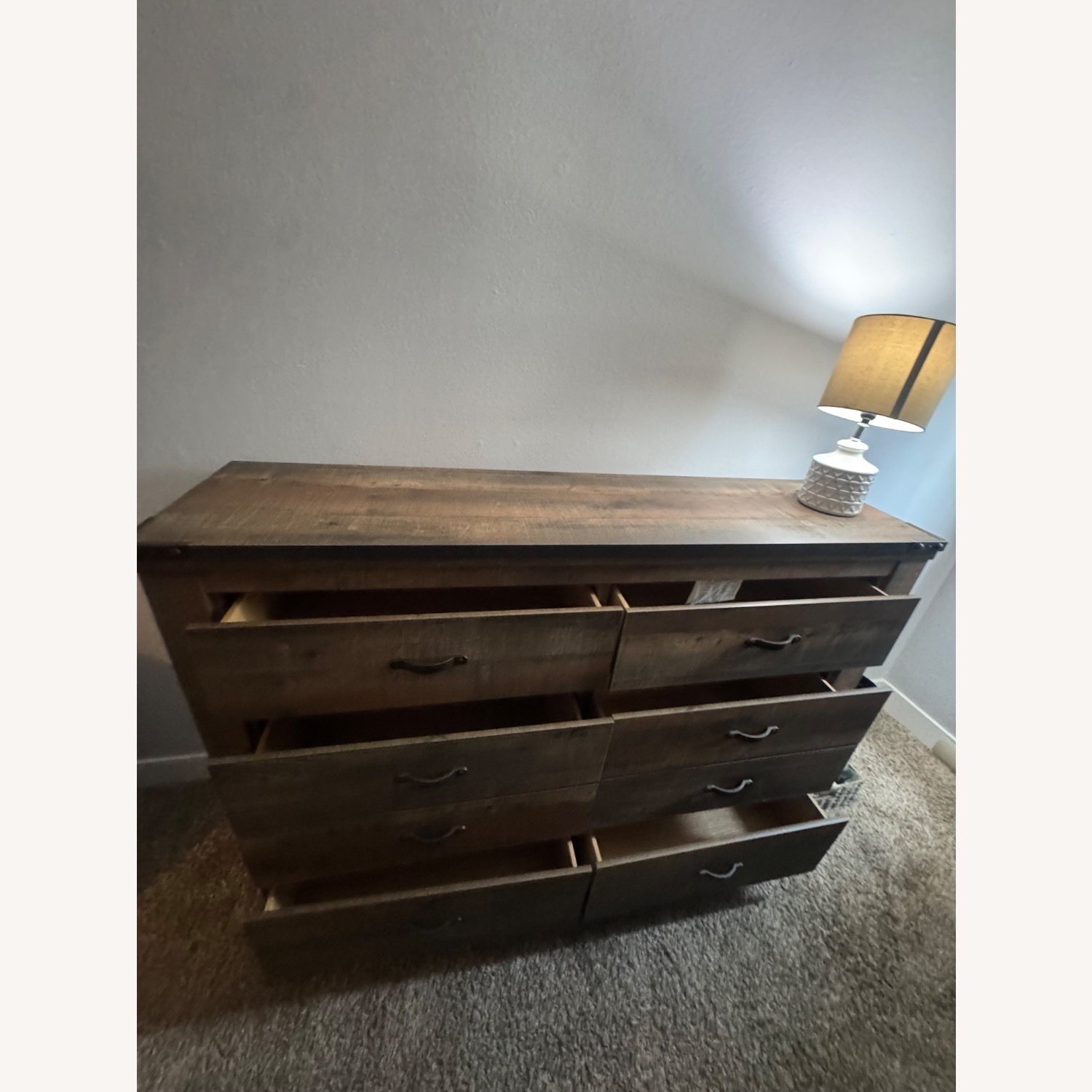 Brown Queen Panel Bed W 6 Drawer Dresser  - image-9