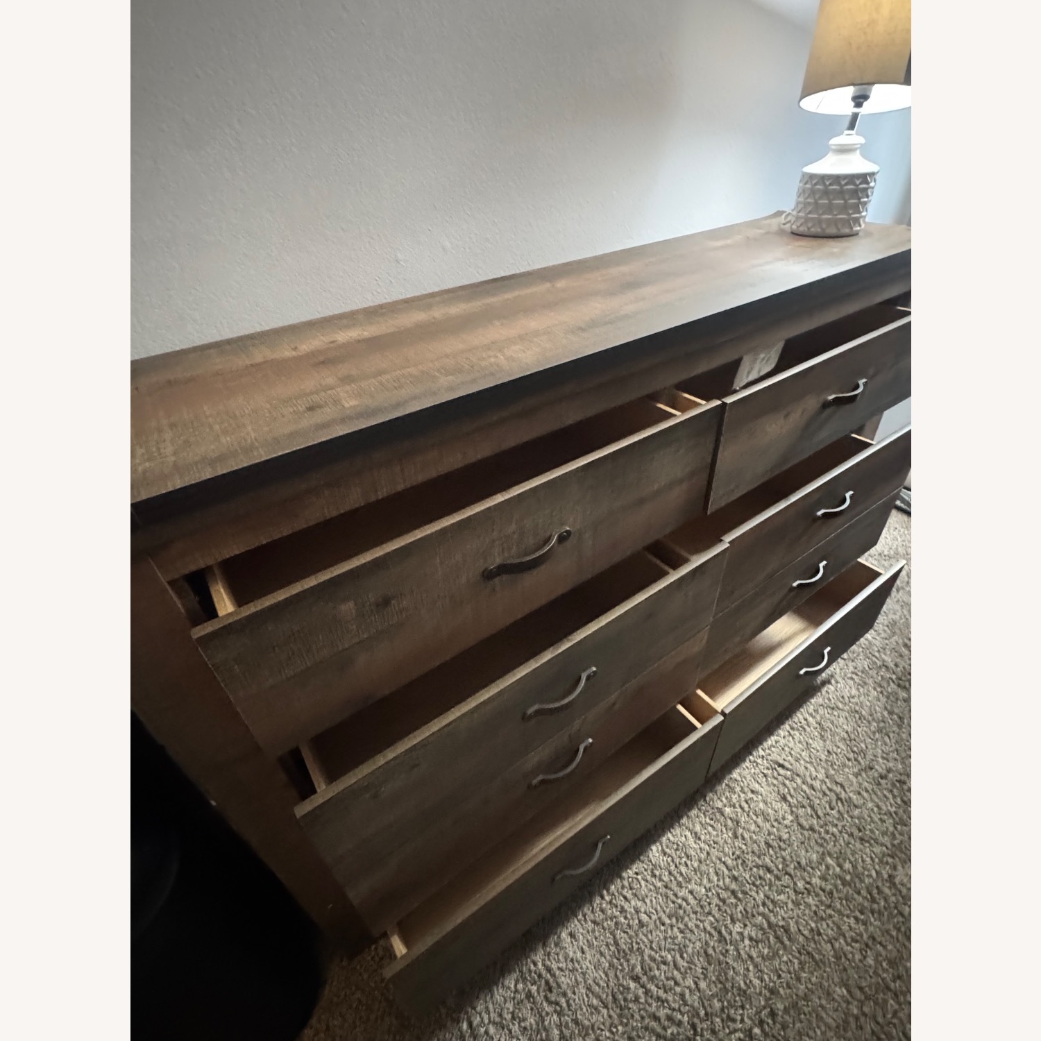 Brown Queen Panel Bed W 6 Drawer Dresser  - image-10