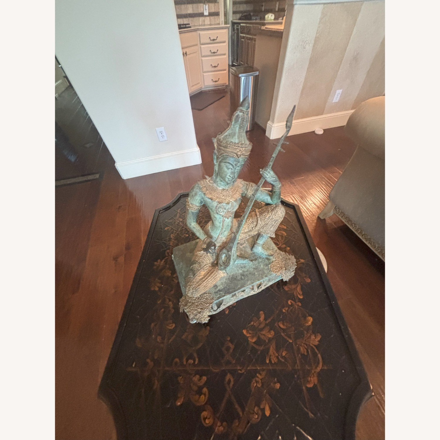 Bronze Guanyin Statue Playing Lute - image-2