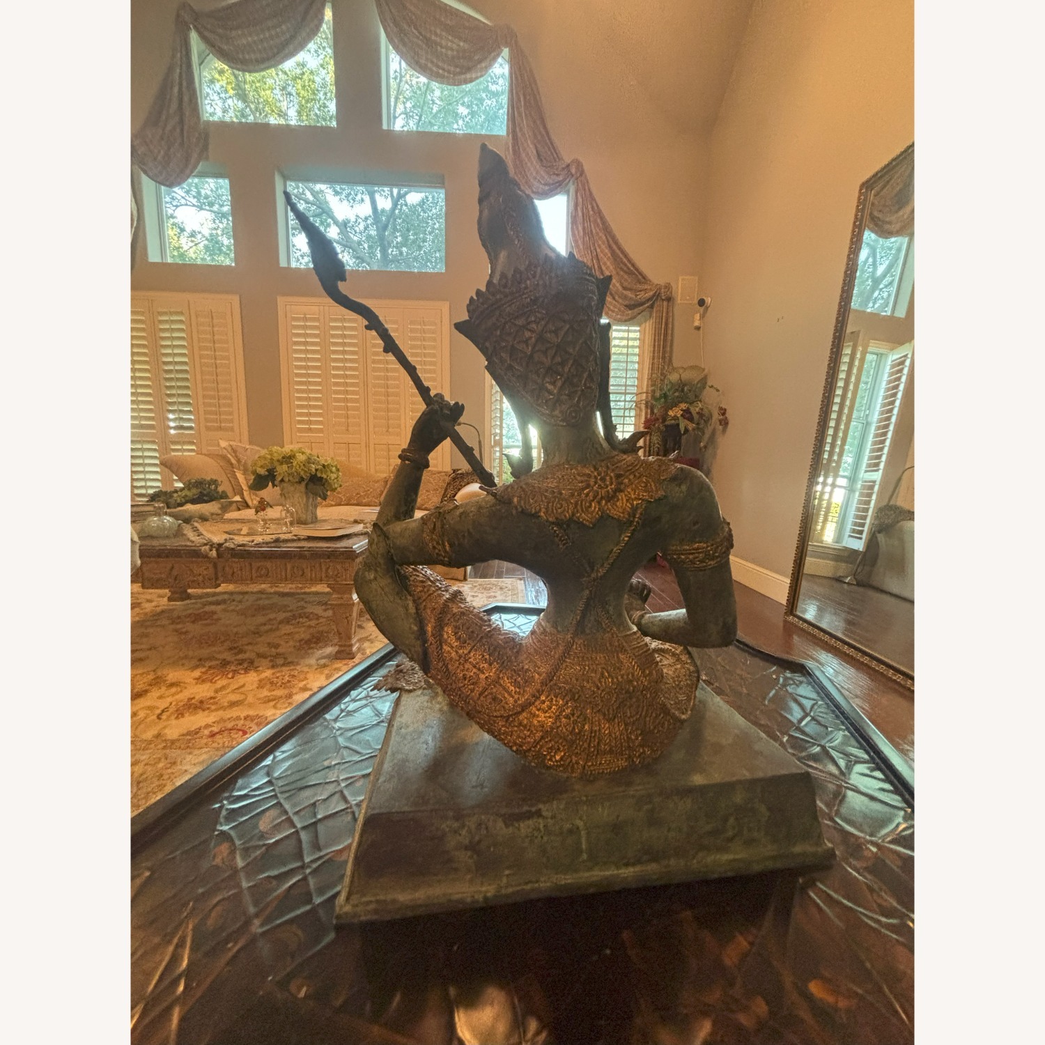 Bronze Guanyin Statue Playing Lute - image-4