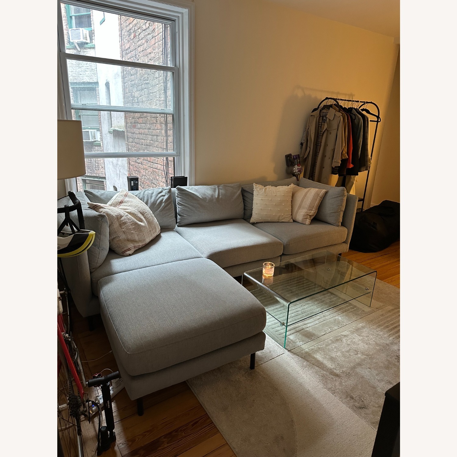 Feather Valencia Sectional in Color "Mist" - image-3