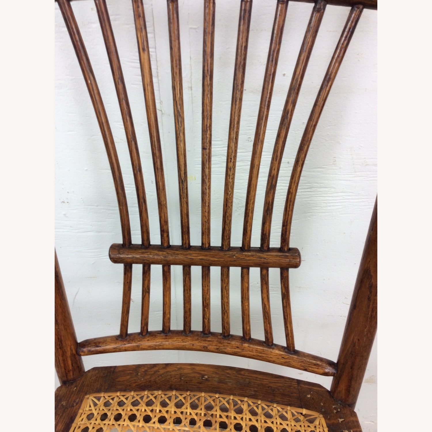 Antique Oak Chair with Turned Back & Caned Seat - image-7