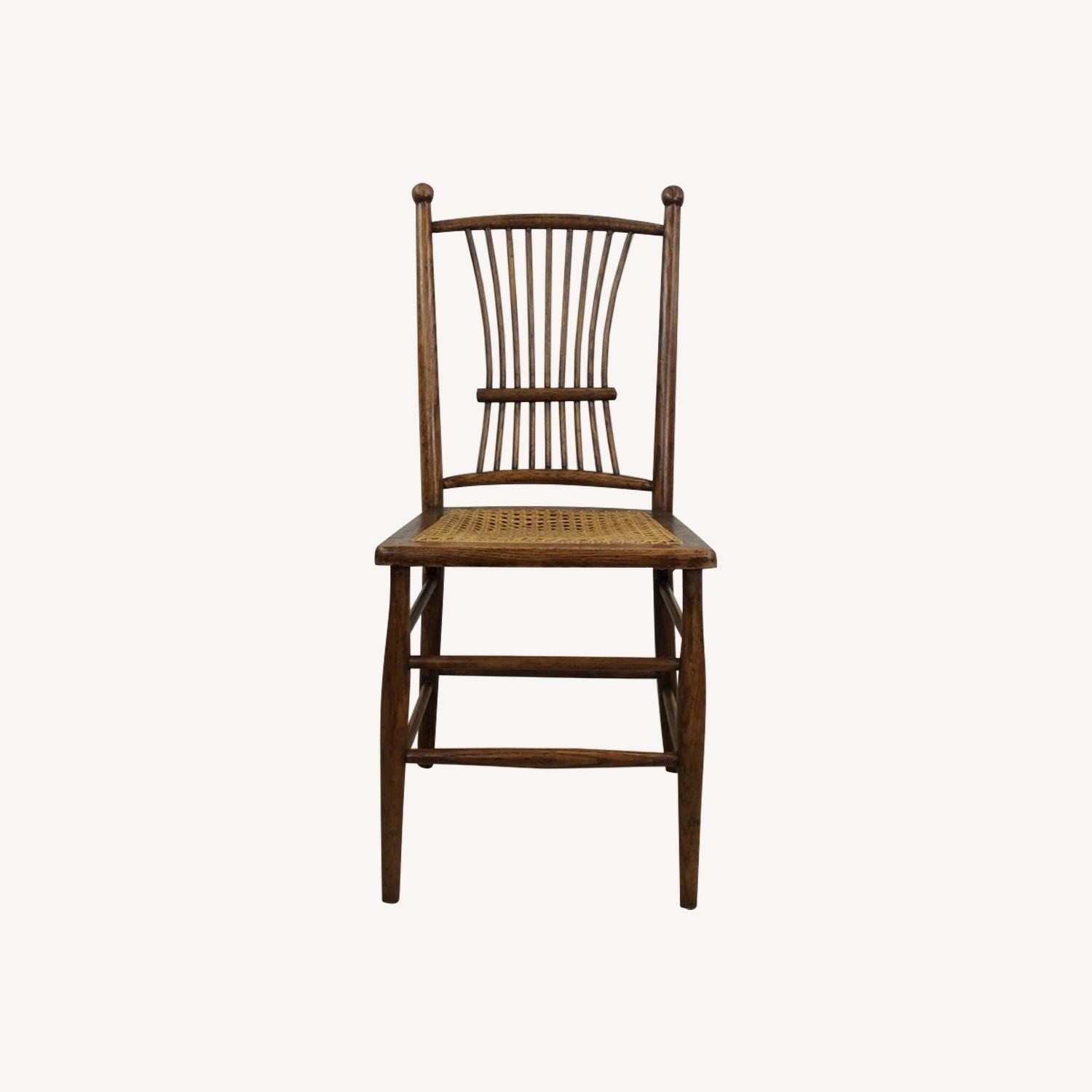 Antique Oak Chair with Turned Back & Caned Seat - image-0