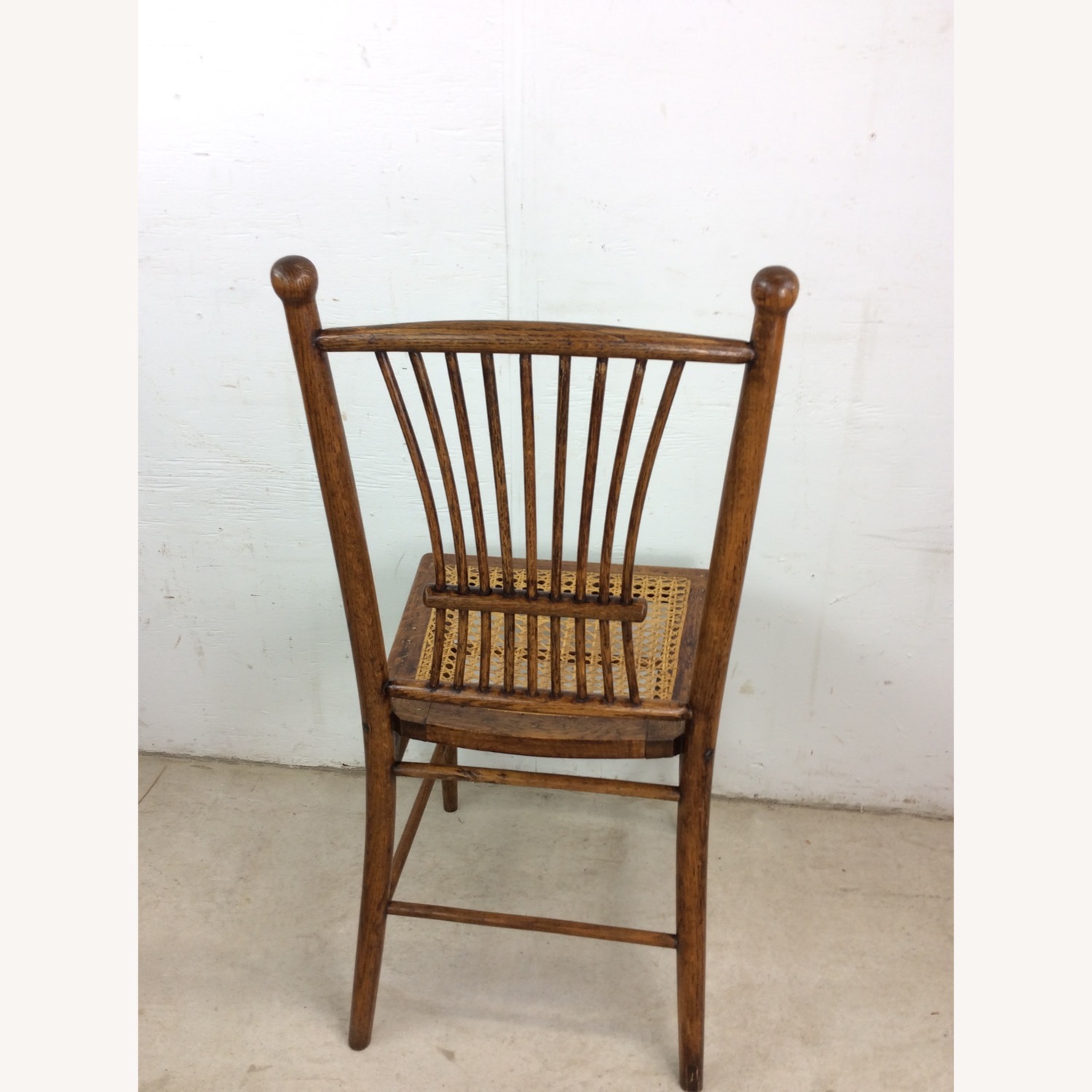 Antique Oak Chair with Turned Back & Caned Seat - image-14