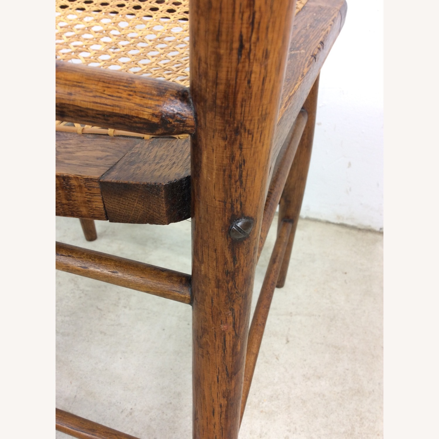 Antique Oak Chair with Turned Back & Caned Seat - image-11