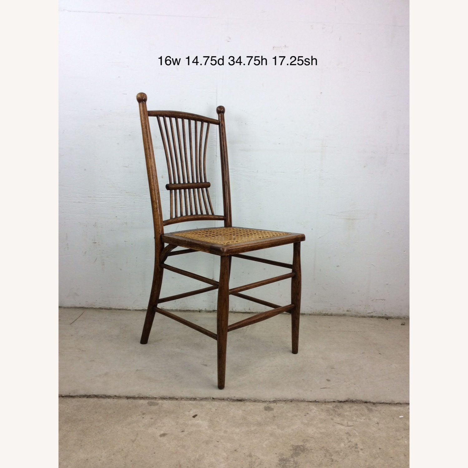 Antique Oak Chair with Turned Back & Caned Seat - image-21