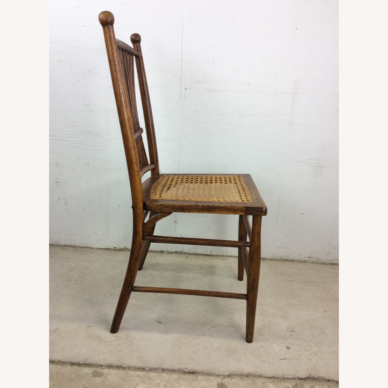 Antique Oak Chair with Turned Back & Caned Seat - image-10
