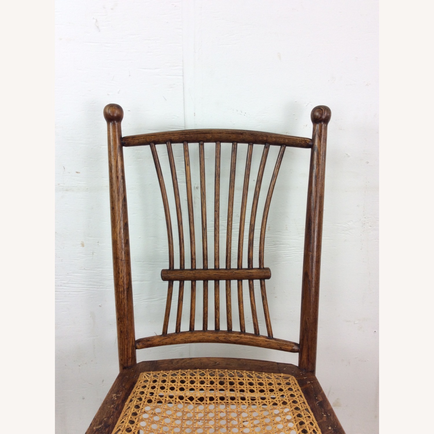 Antique Oak Chair with Turned Back & Caned Seat - image-5
