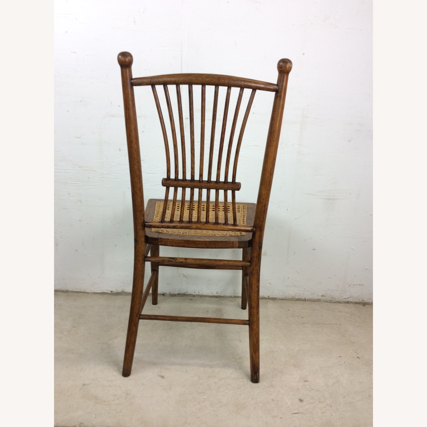 Antique Oak Chair with Turned Back & Caned Seat - image-12