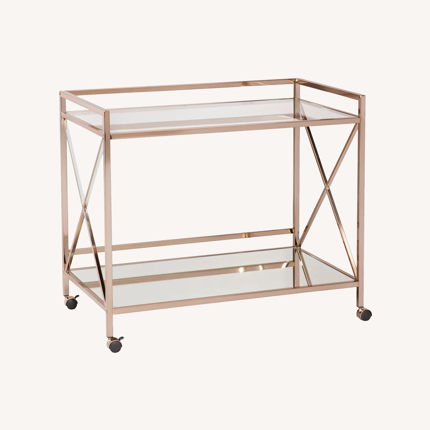 Maxton Toned Gold Bar Cart with Mirrored Finishes - image-0