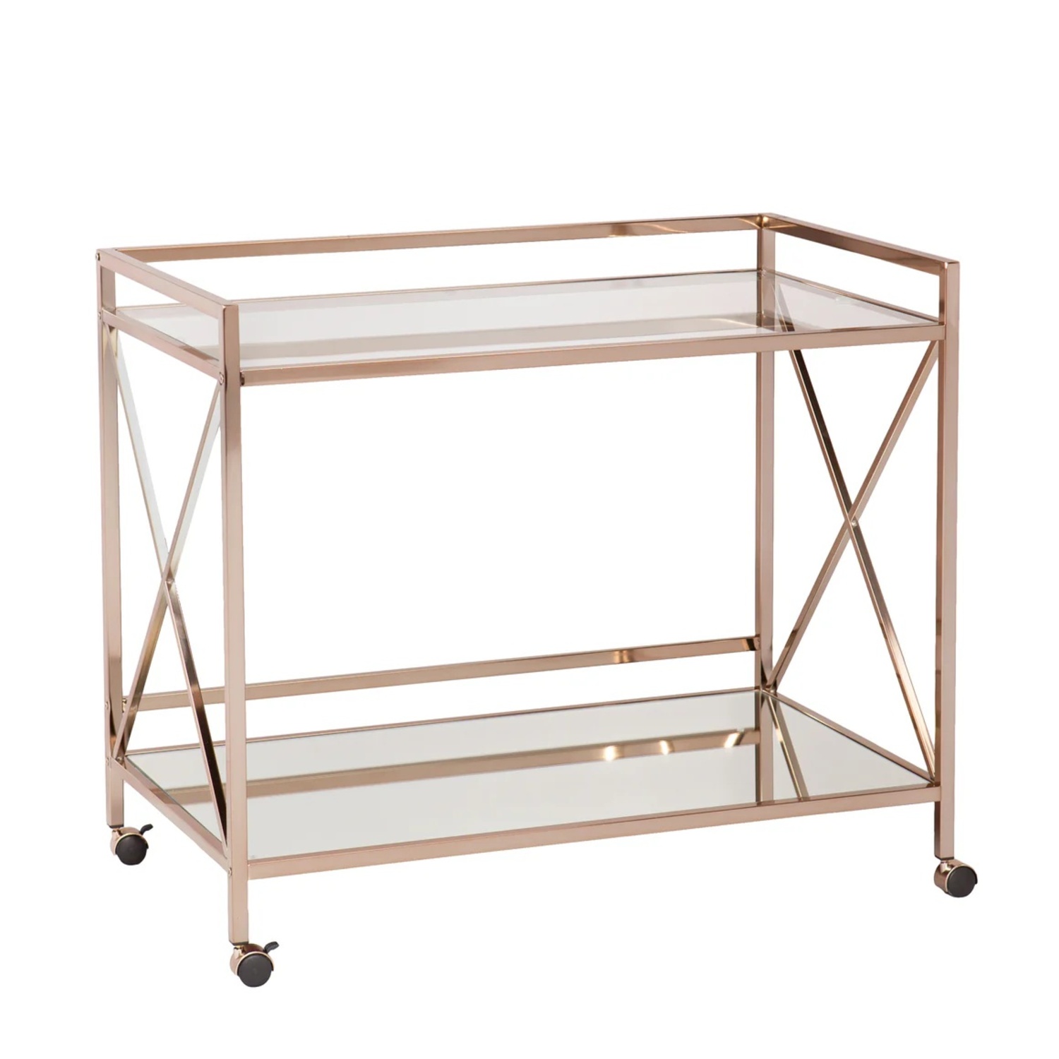 Maxton Toned Gold Bar Cart with Mirrored Finishes - image-6