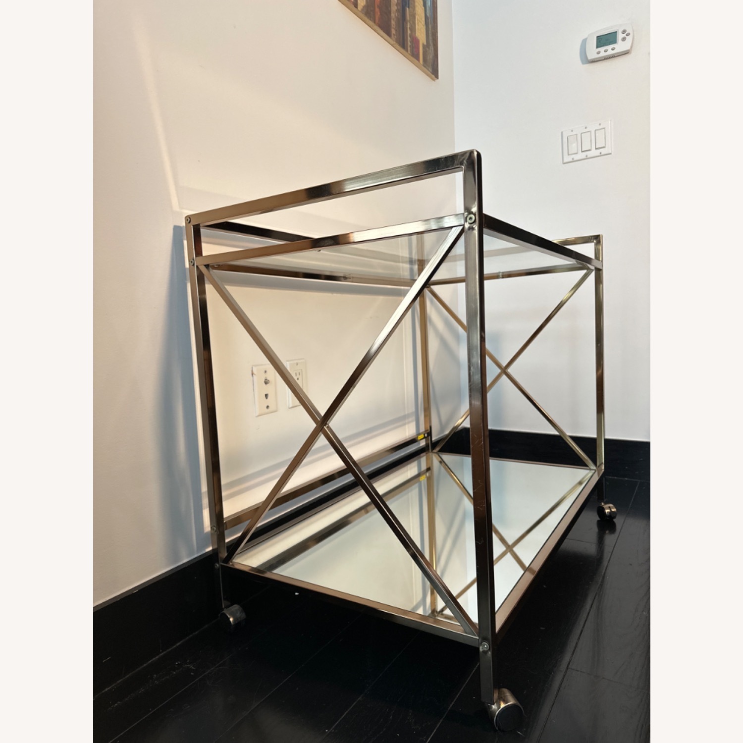 Maxton Toned Gold Bar Cart with Mirrored Finishes - image-3