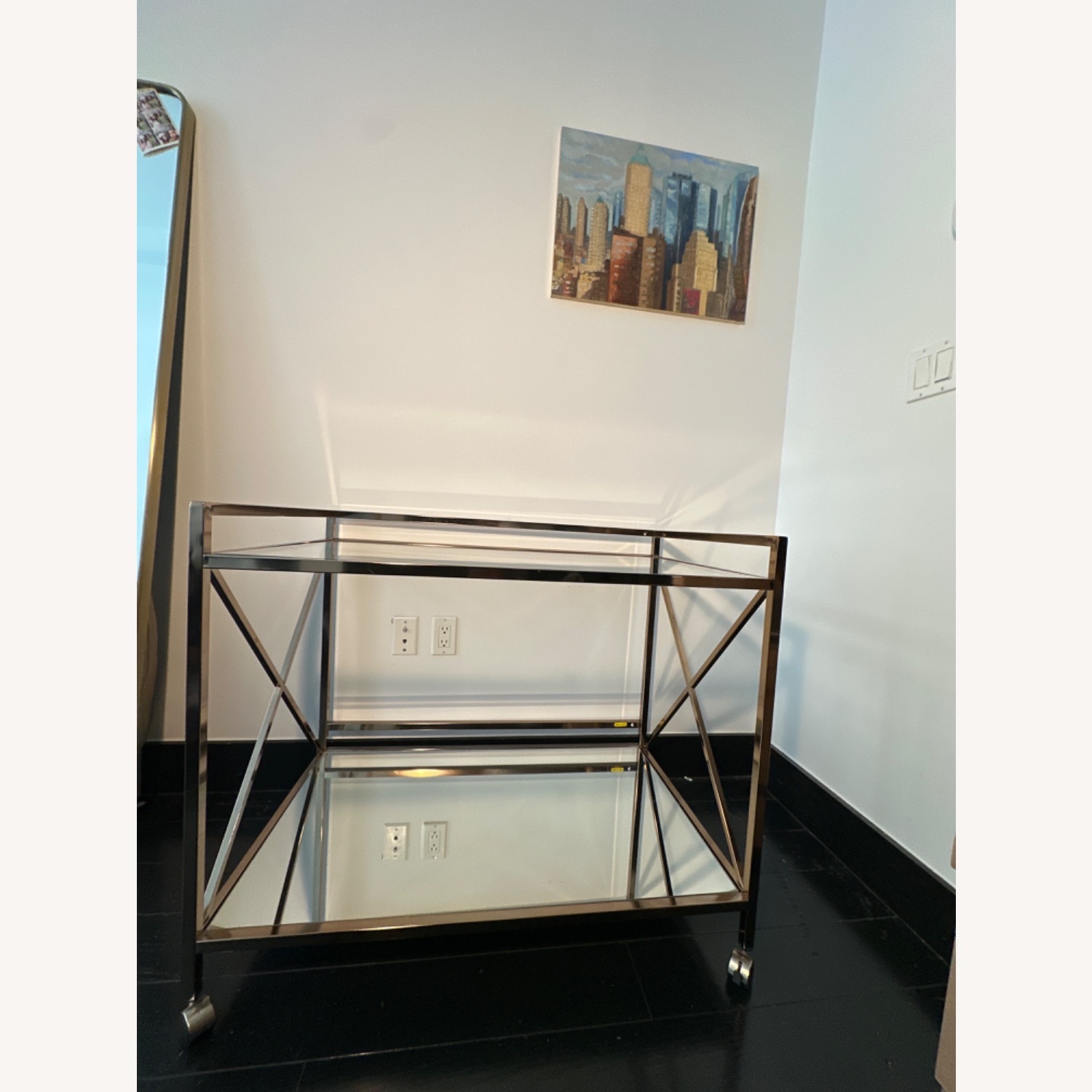 Maxton Toned Gold Bar Cart with Mirrored Finishes - image-1