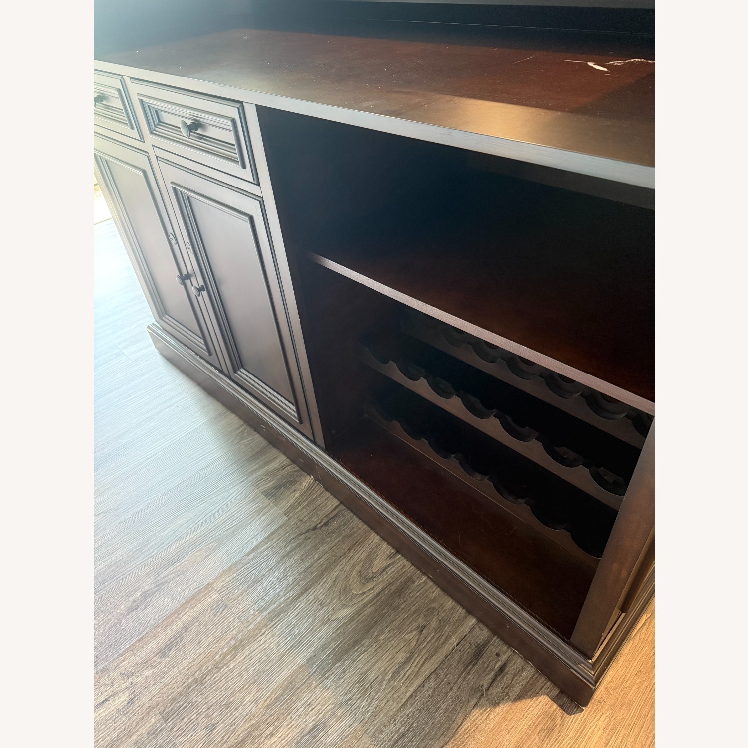 Solid Wood Dry Bar w 2 Swivel Stools - image-2