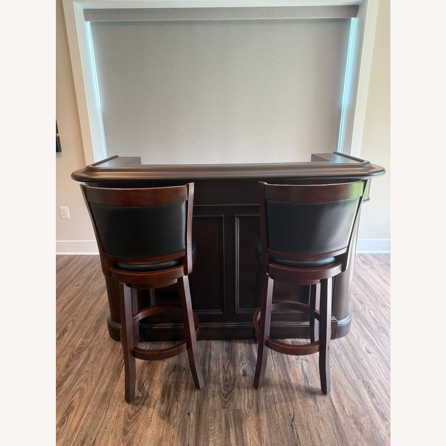 Solid Wood Dry Bar w 2 Swivel Stools - image-4