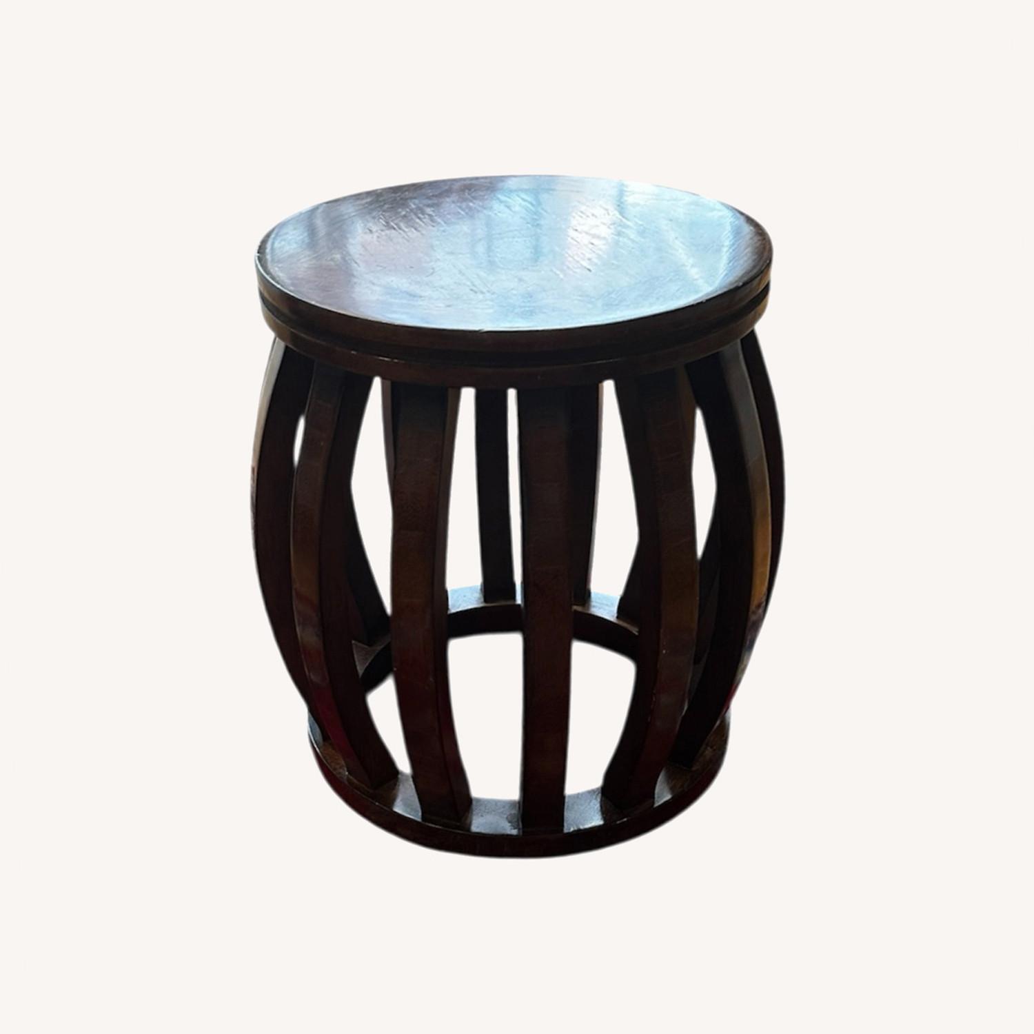 Set of Two Vintage Wooden Drum Sidetables - image-7