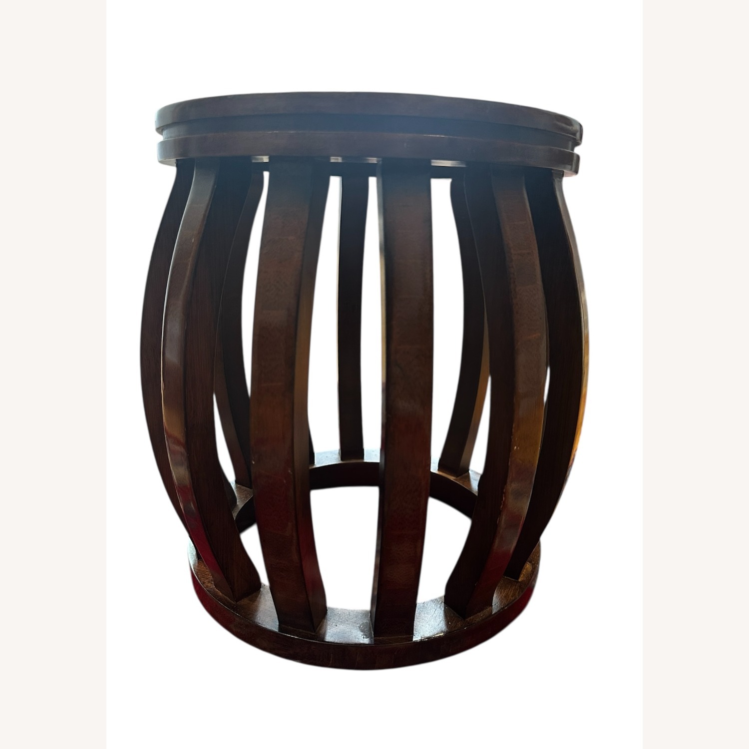 Set of Two Vintage Wooden Drum Sidetables - image-1