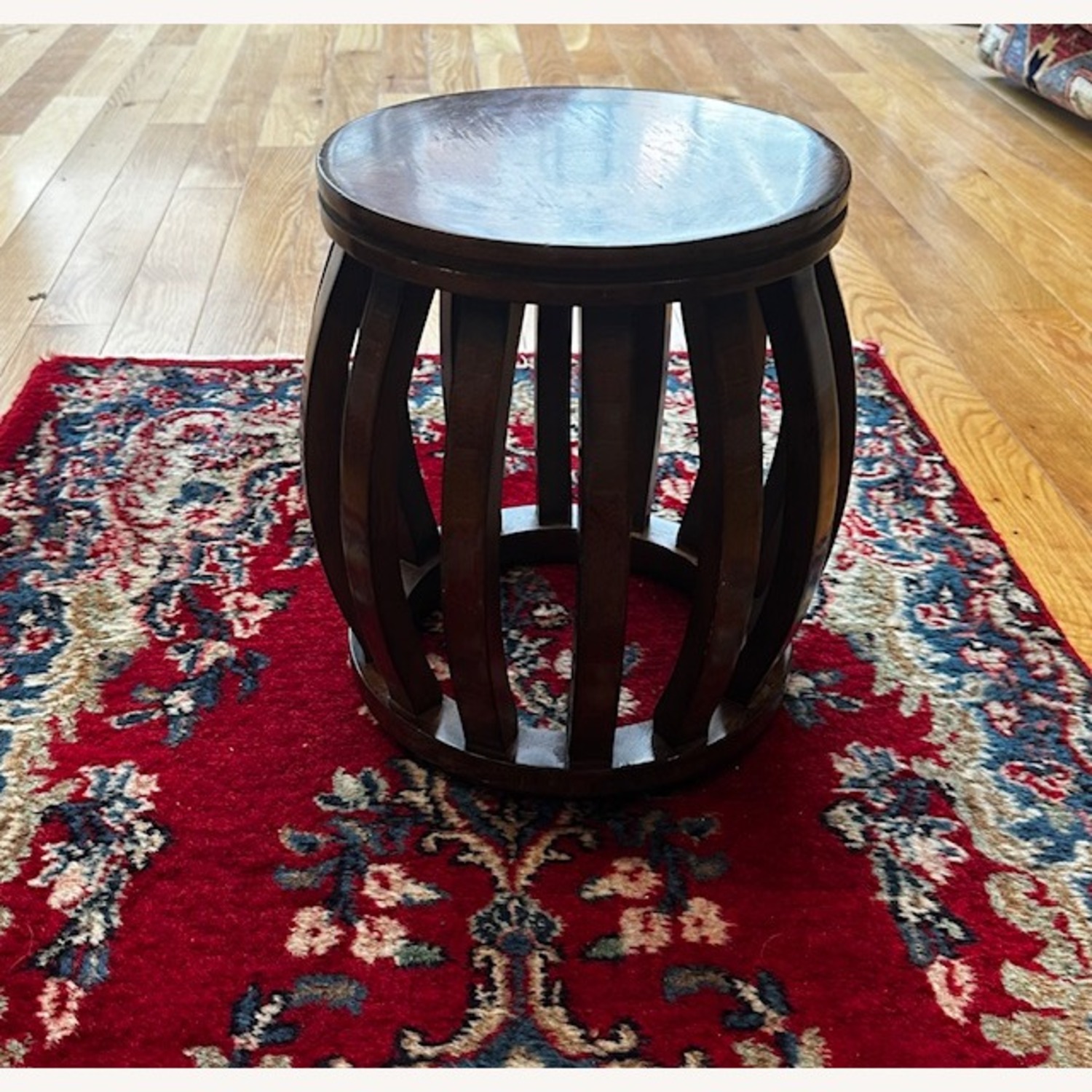 Set of Two Vintage Wooden Drum Sidetables - image-2