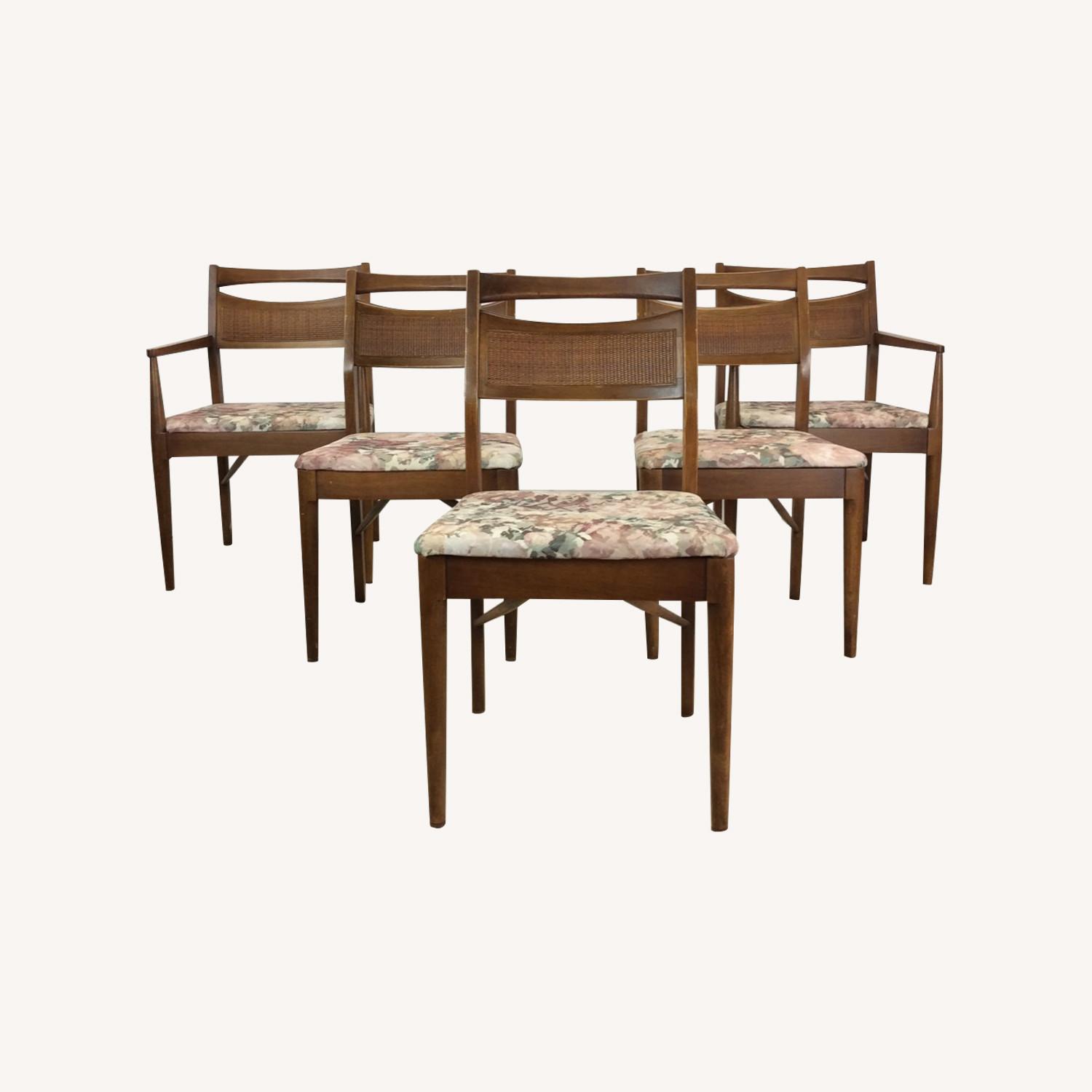 Set of 5 Mid Century Dining Chairs with Caned Back - image-0