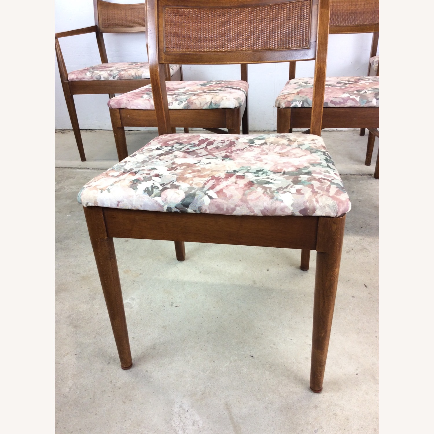 Set of 5 Mid Century Dining Chairs with Caned Back - image-5