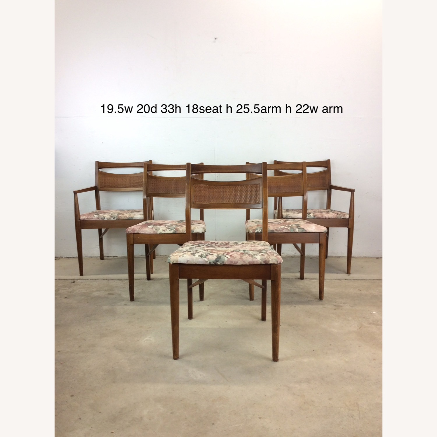 Set of 5 Mid Century Dining Chairs with Caned Back - image-25