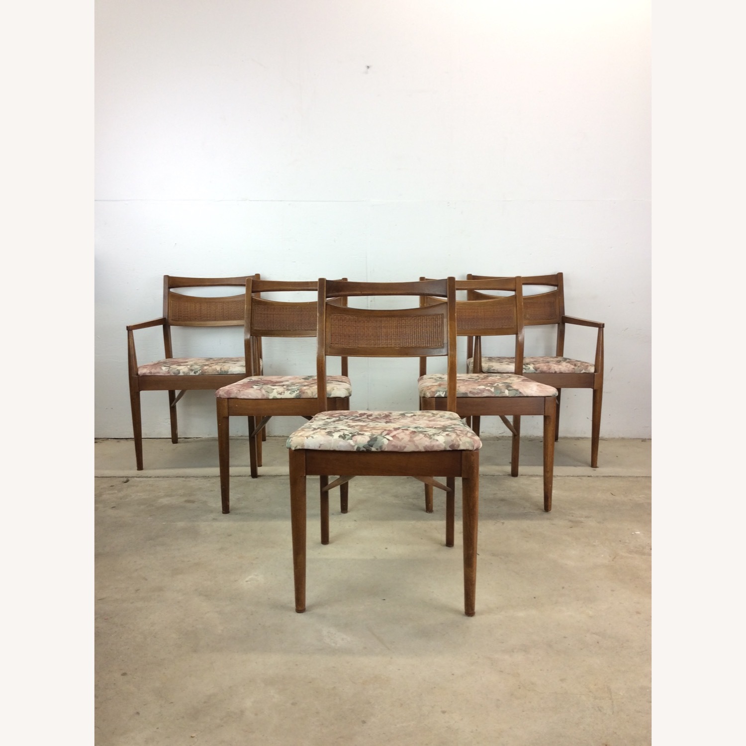 Set of 5 Mid Century Dining Chairs with Caned Back - image-1