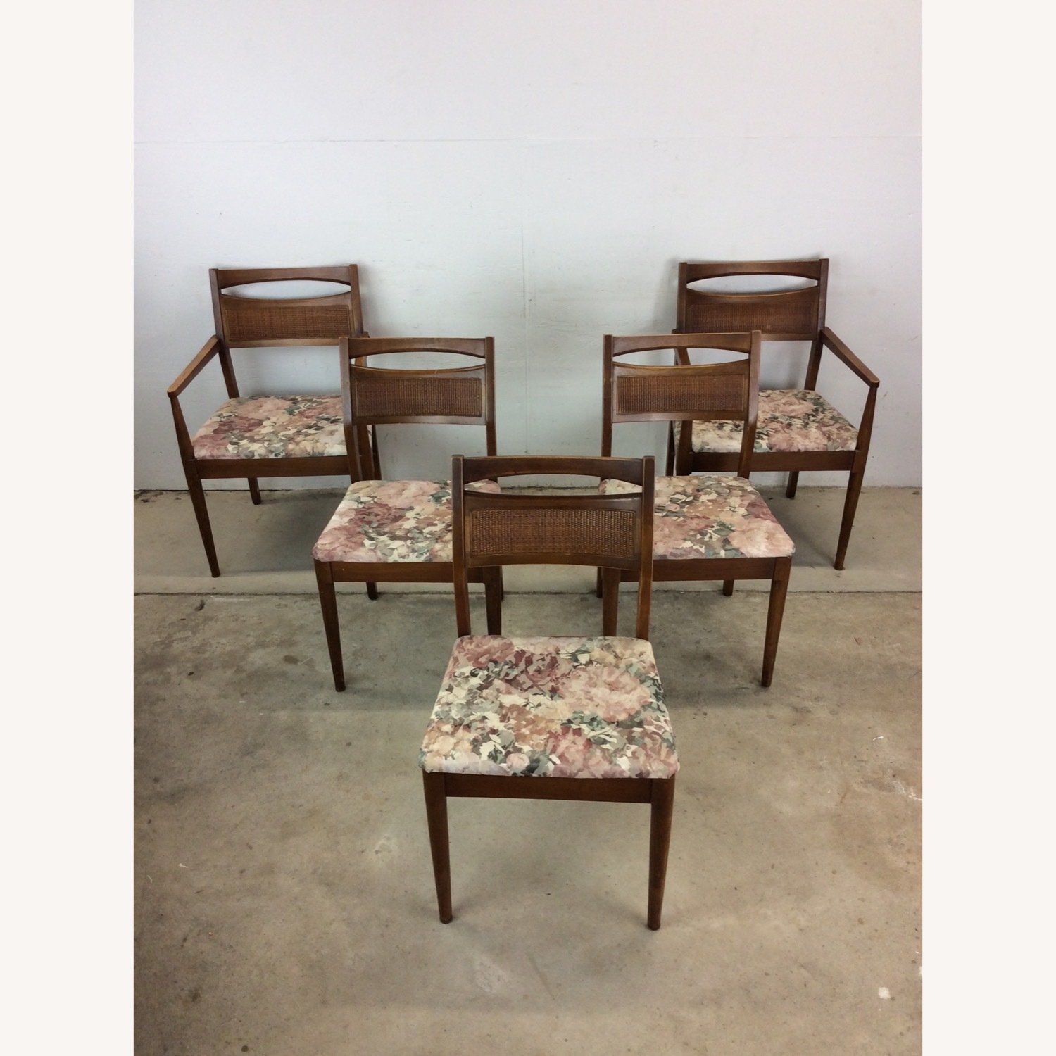 Set of 5 Mid Century Dining Chairs with Caned Back - image-2