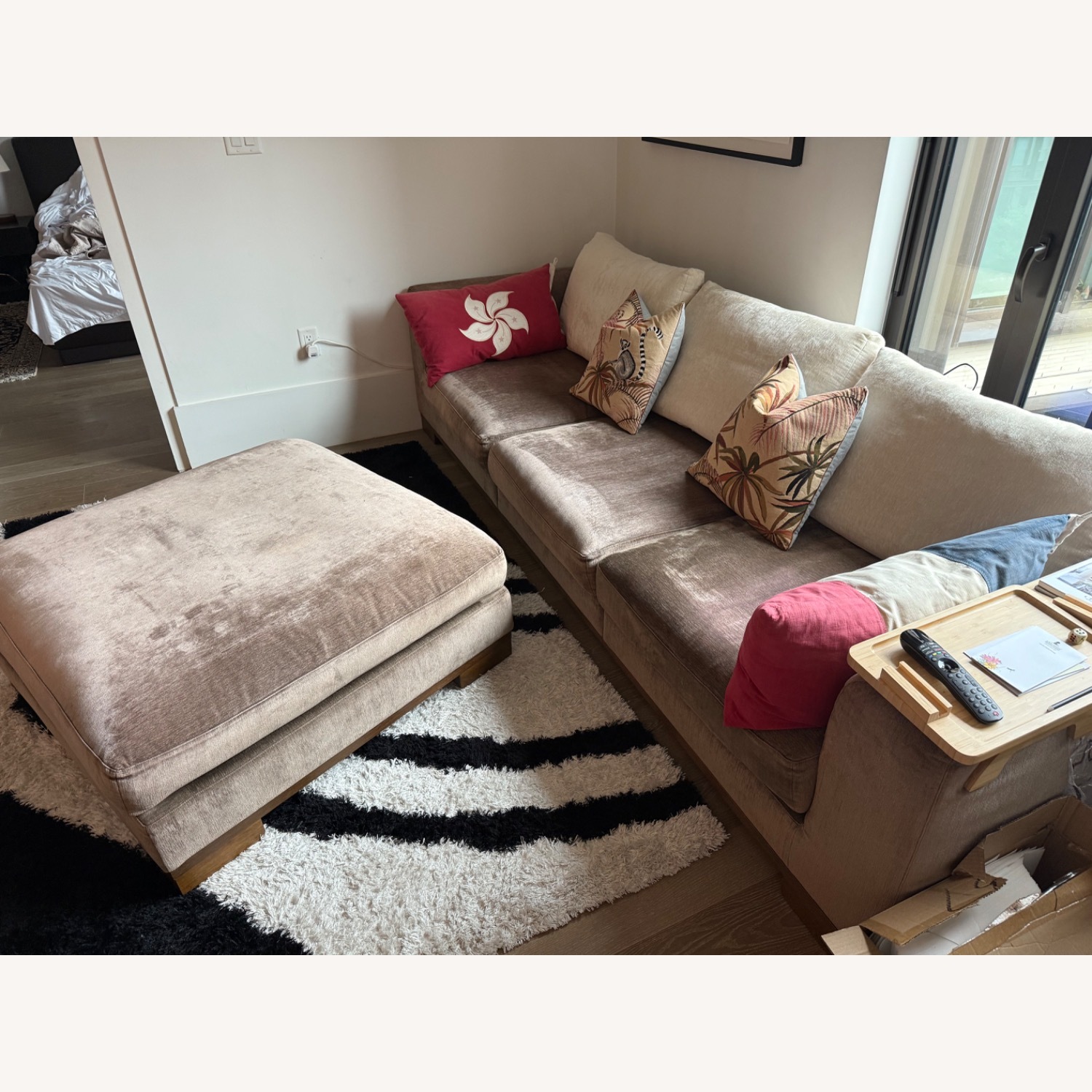 Italian-Made 3-Seater Sofa + Ottoman - image-2