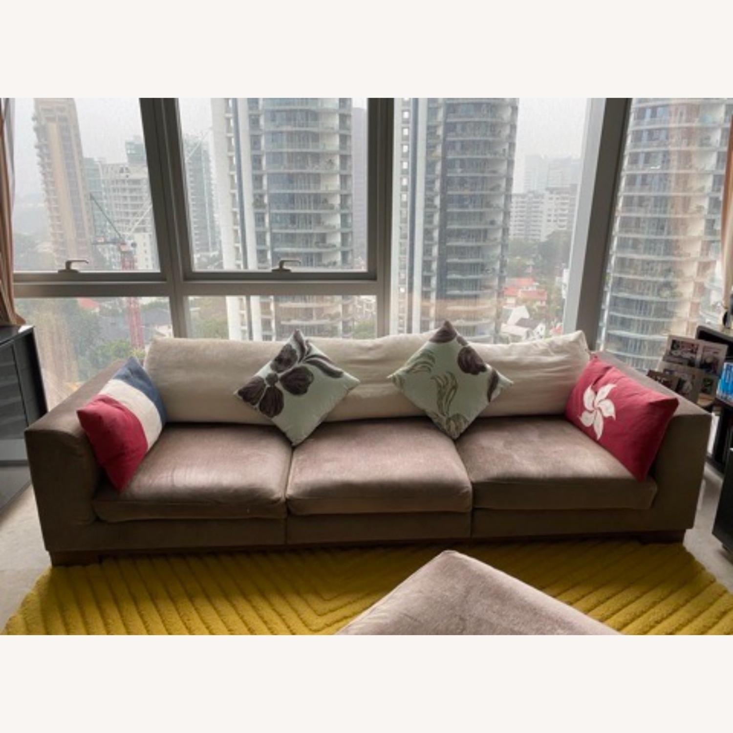 Italian-Made 3-Seater Sofa + Ottoman - image-1