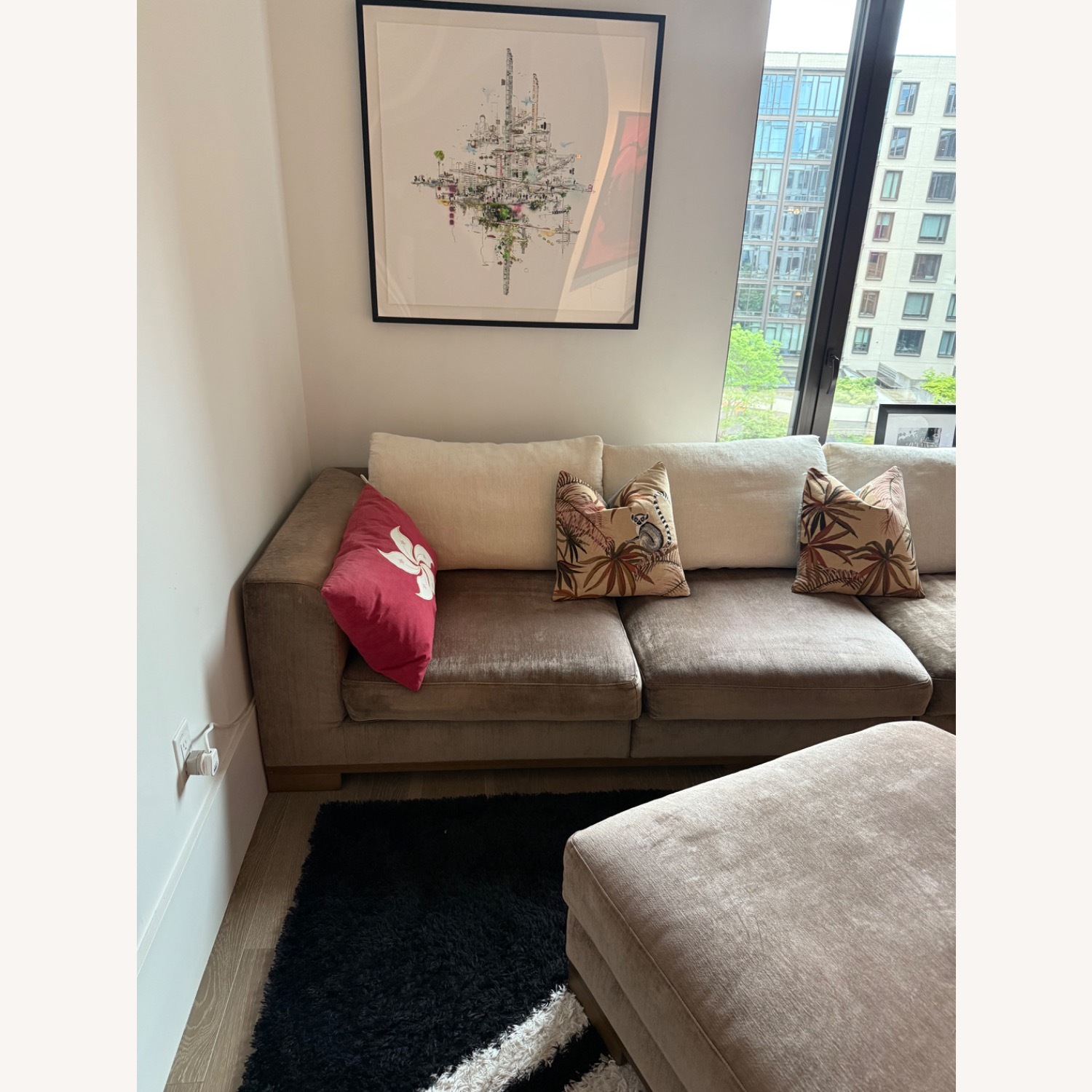 Italian-Made 3-Seater Sofa + Ottoman - image-3