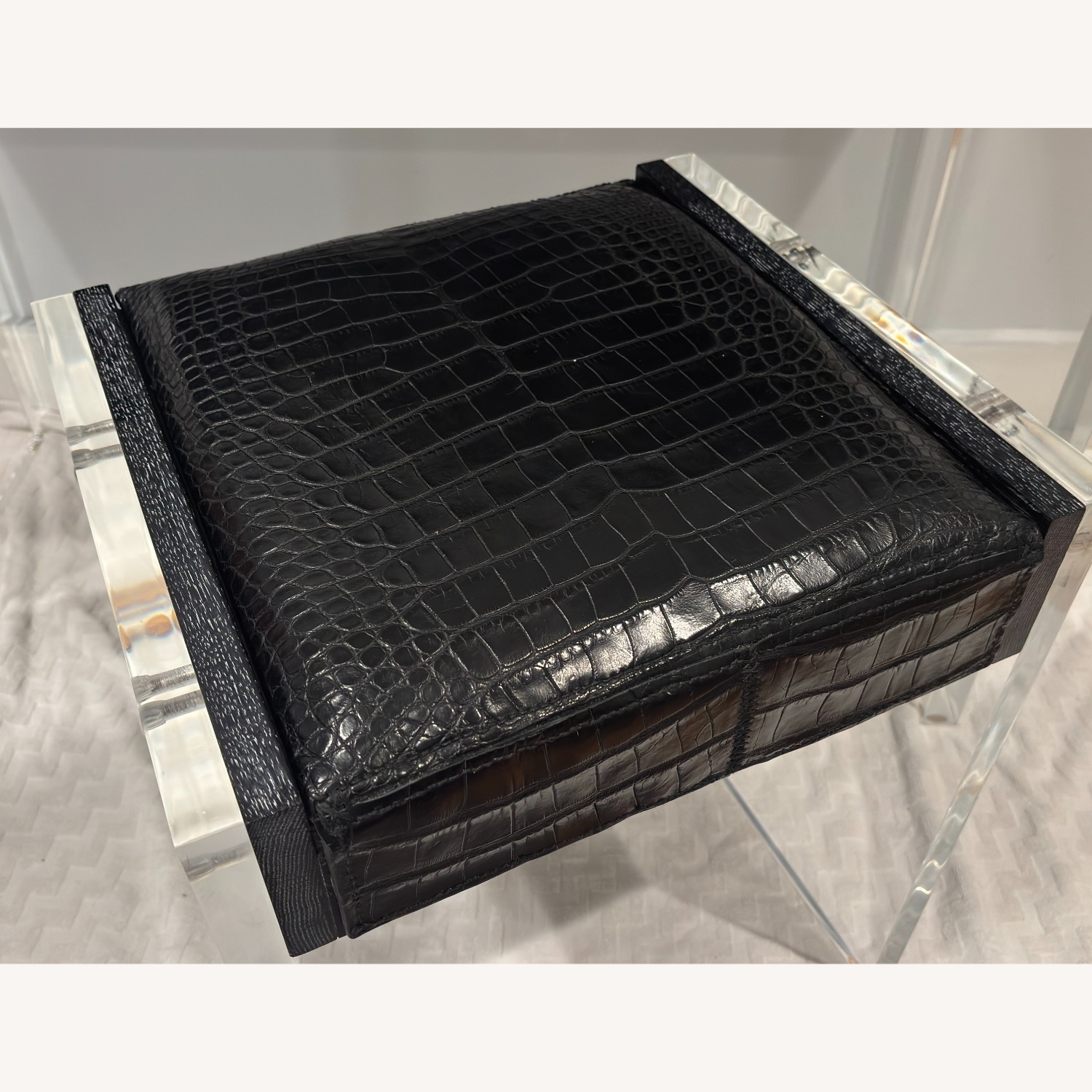 Modern Lucite Vanity Table with Alligator Stools - image-3