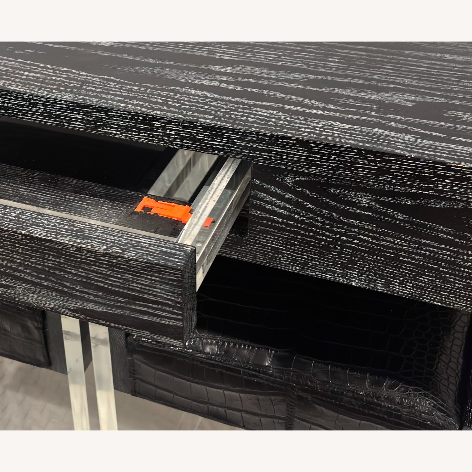 Modern Lucite Vanity Table with Alligator Stools - image-5