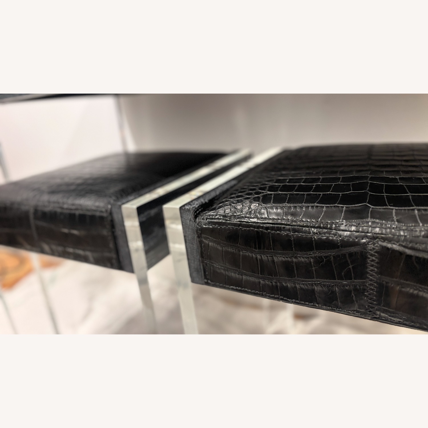 Modern Lucite Vanity Table with Alligator Stools - image-0