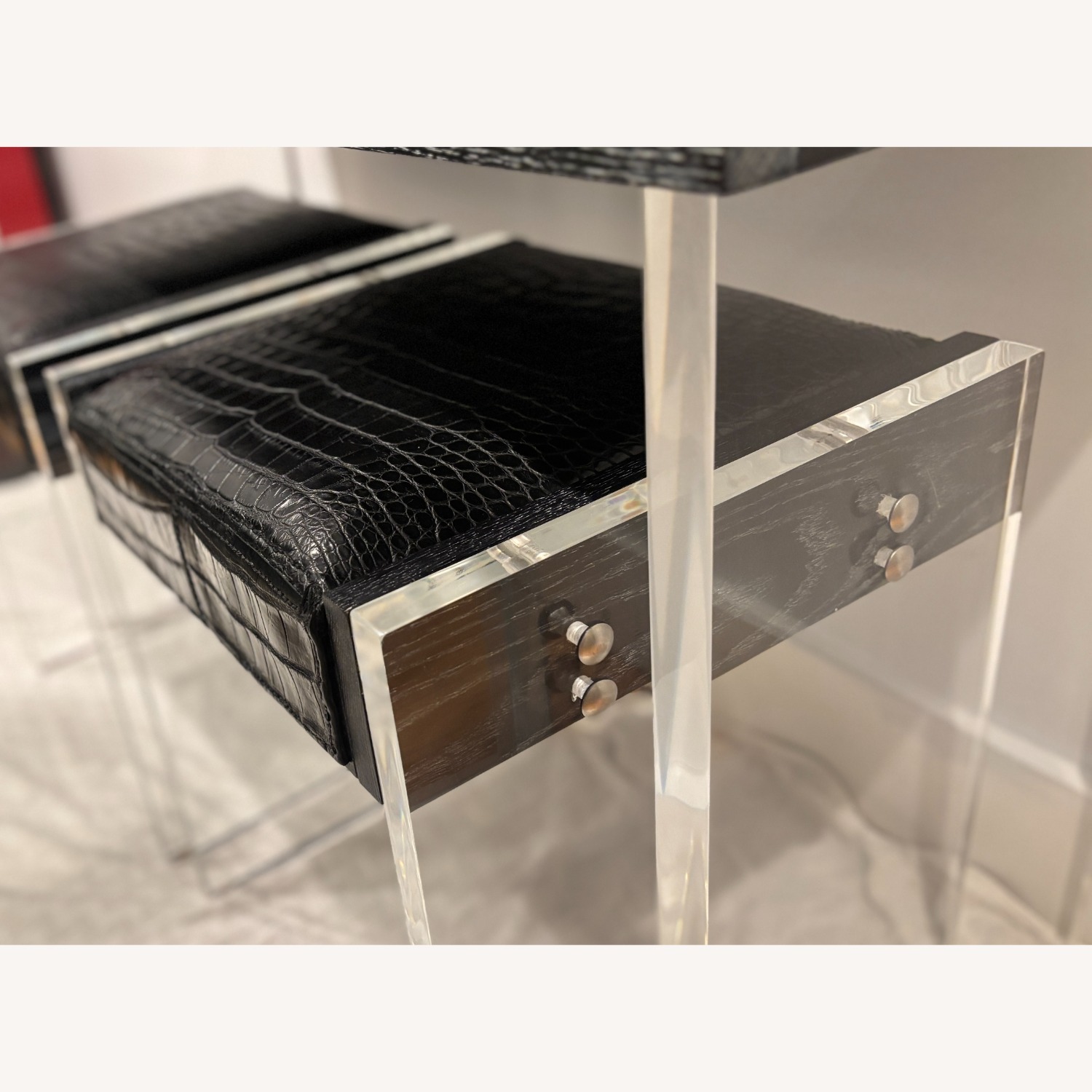 Modern Lucite Vanity Table with Alligator Stools - image-4