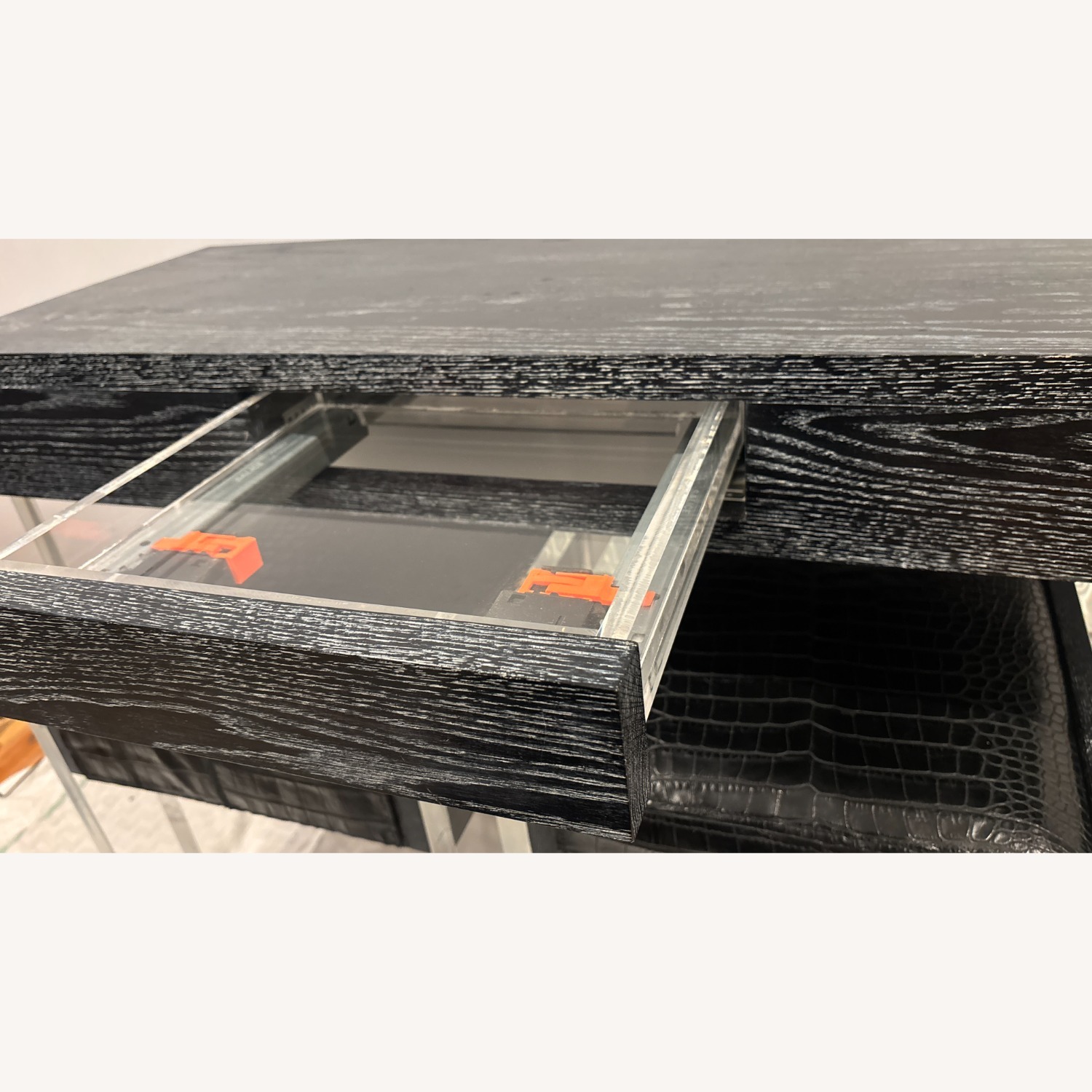 Modern Lucite Vanity Table with Alligator Stools - image-2