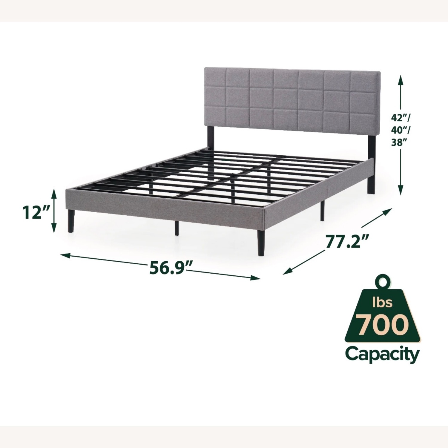 Walmart Grey Queen Size Bed - image-1