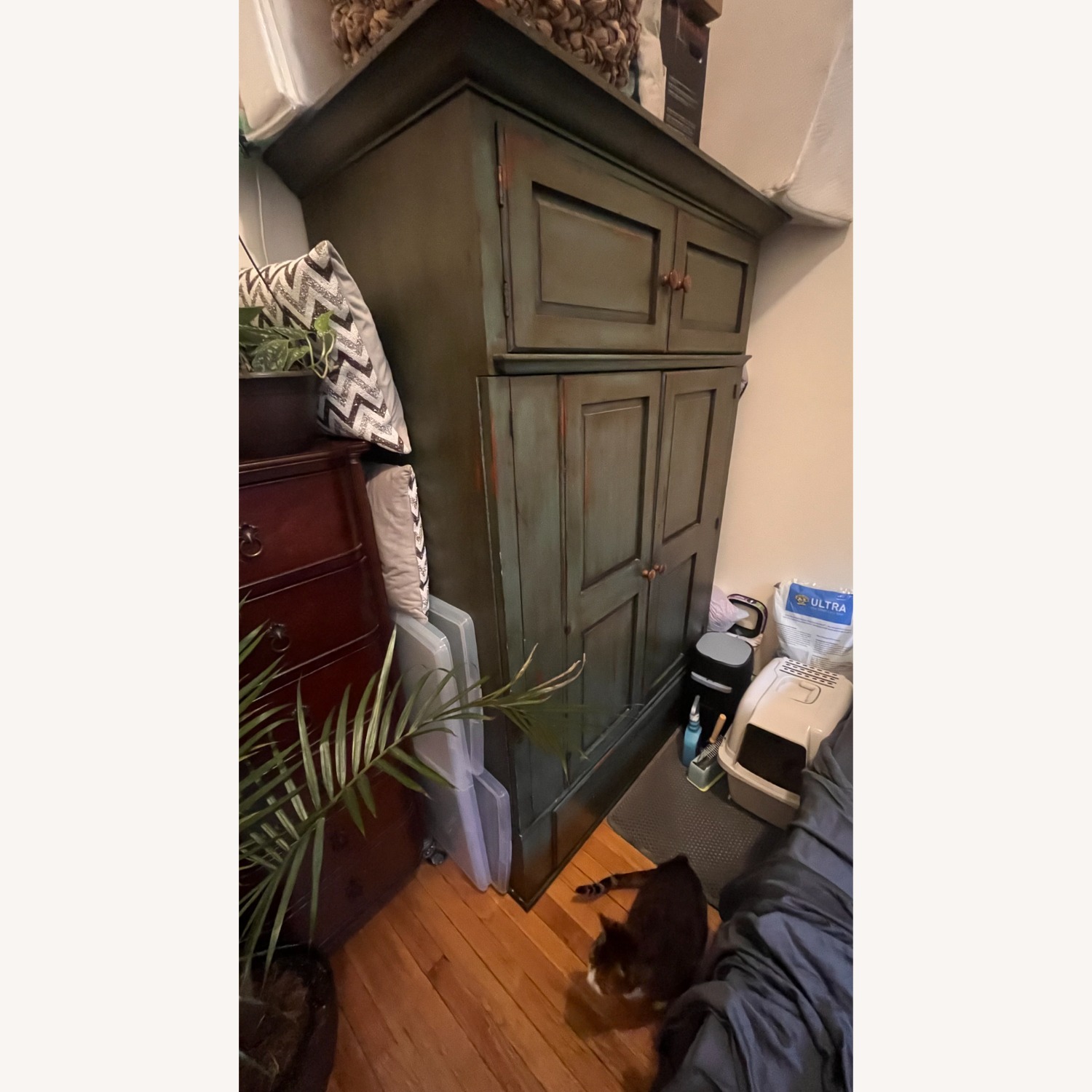 Solid Wood Green Console Armoire - image-3
