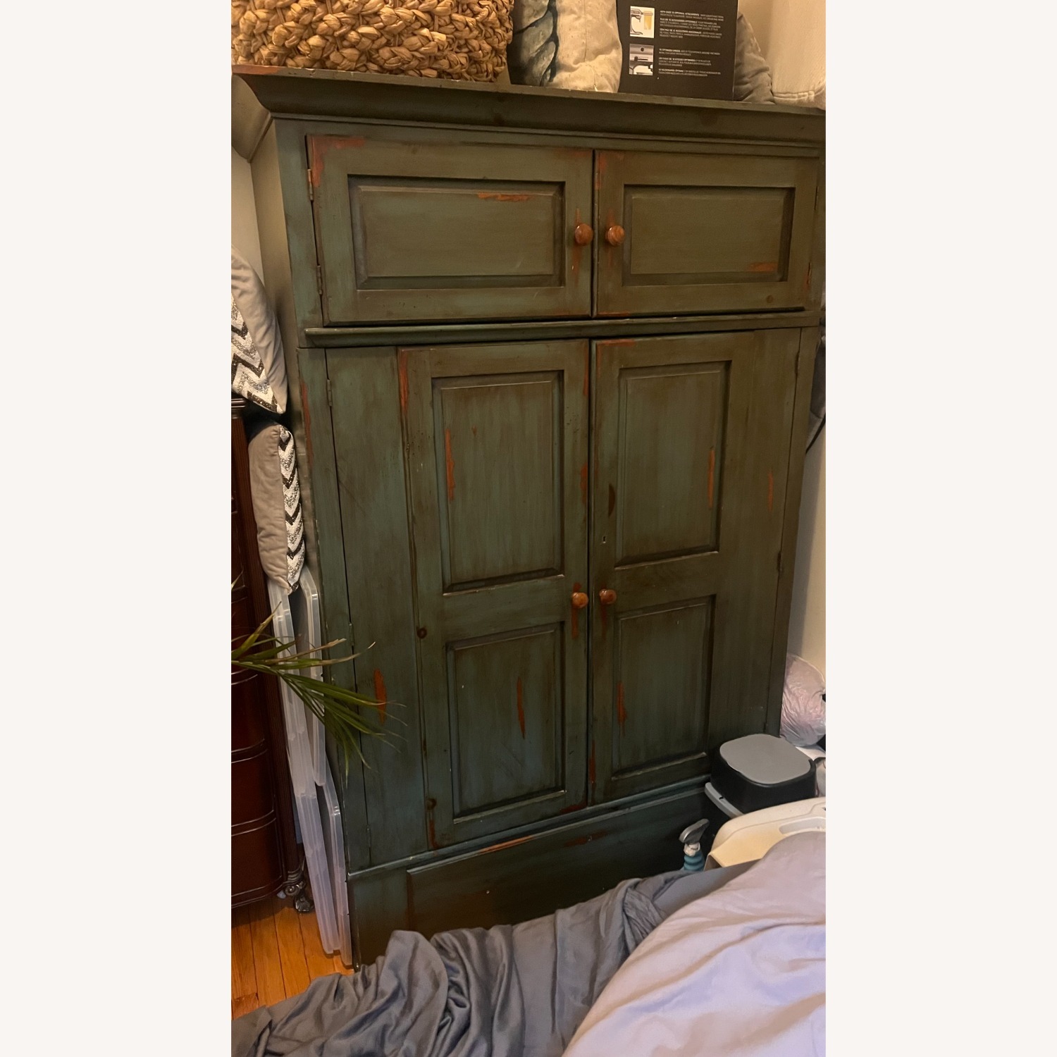 Solid Wood Green Console Armoire - image-4