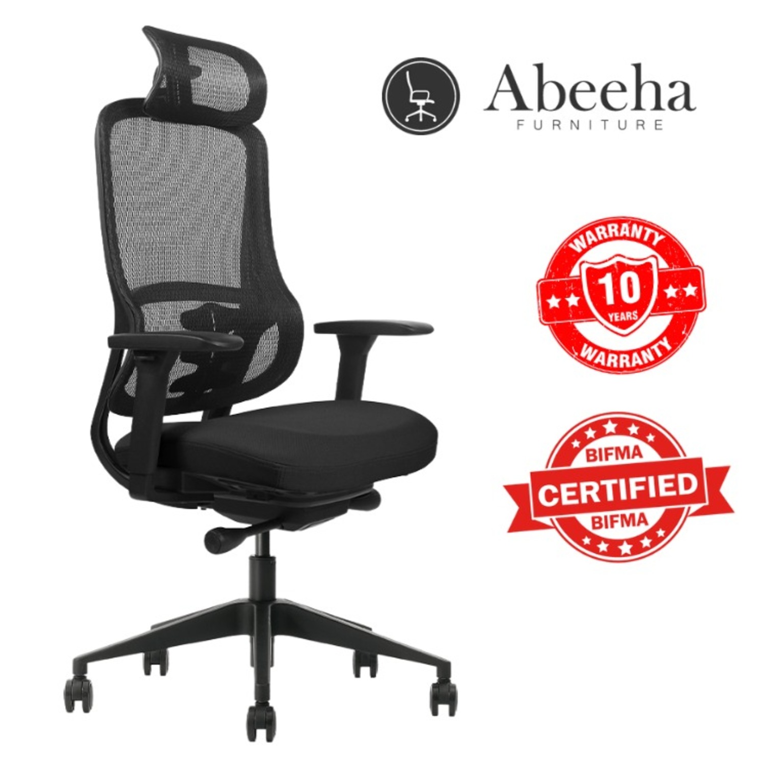  Ergonomic Office Chair Lumbar, Mesh Back + Head - image-1